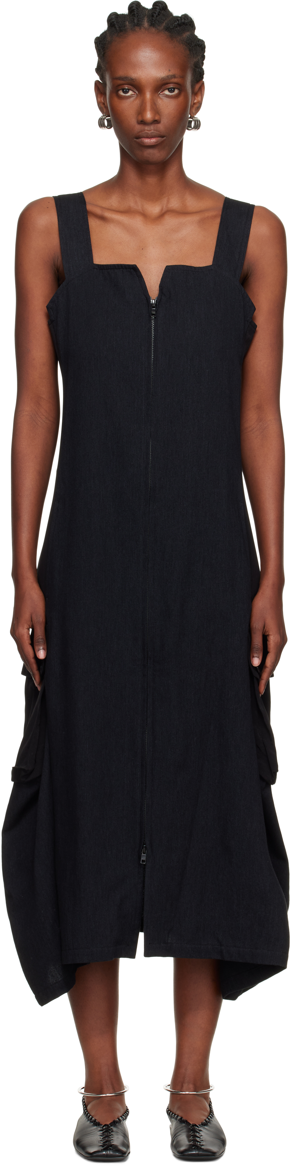 Y's Black E-work Pocket Maxi Dress In Black