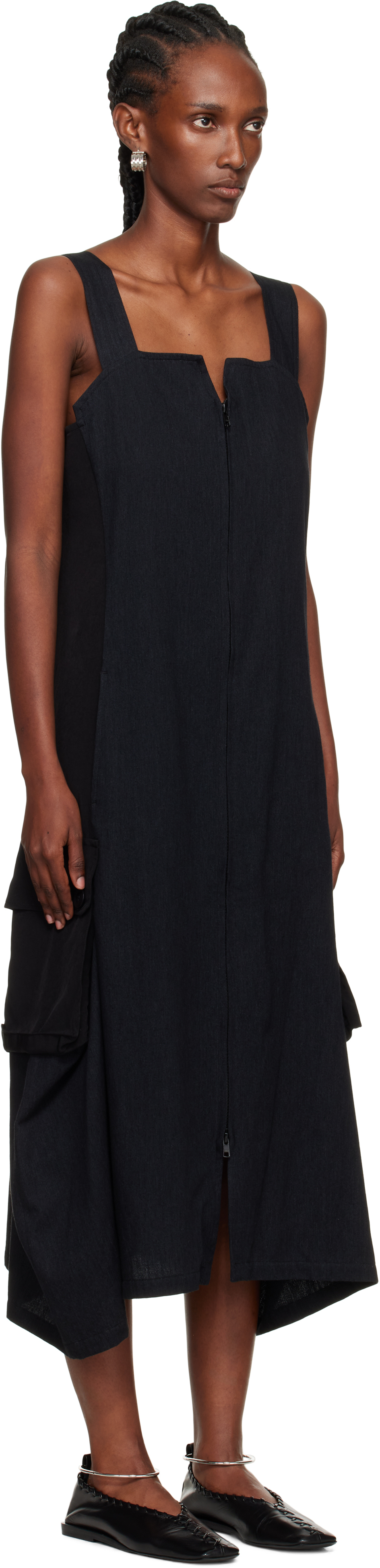 Y's Black E-work Pocket Maxi Dress In Black