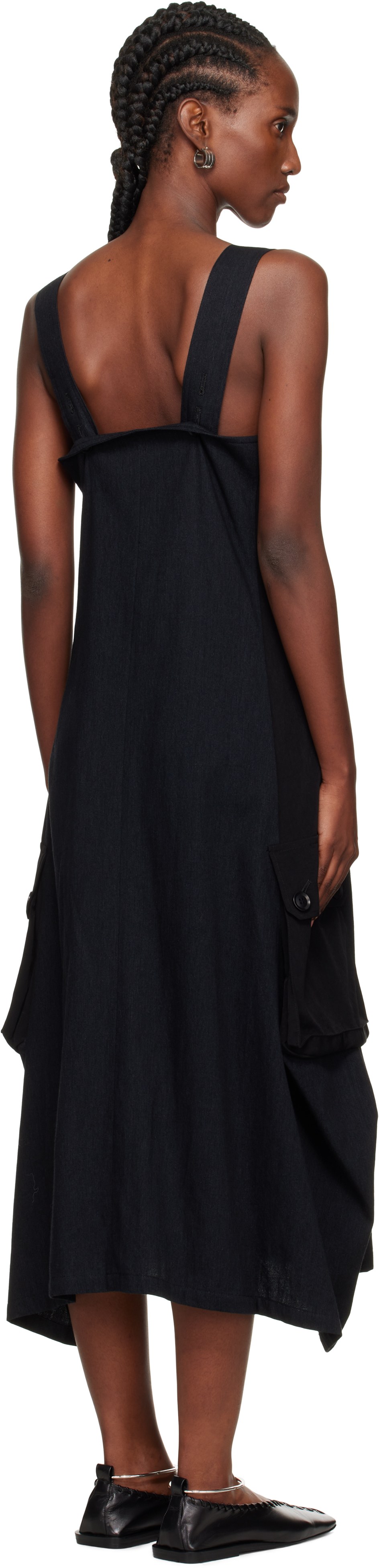 Y's Black E-work Pocket Maxi Dress In Black