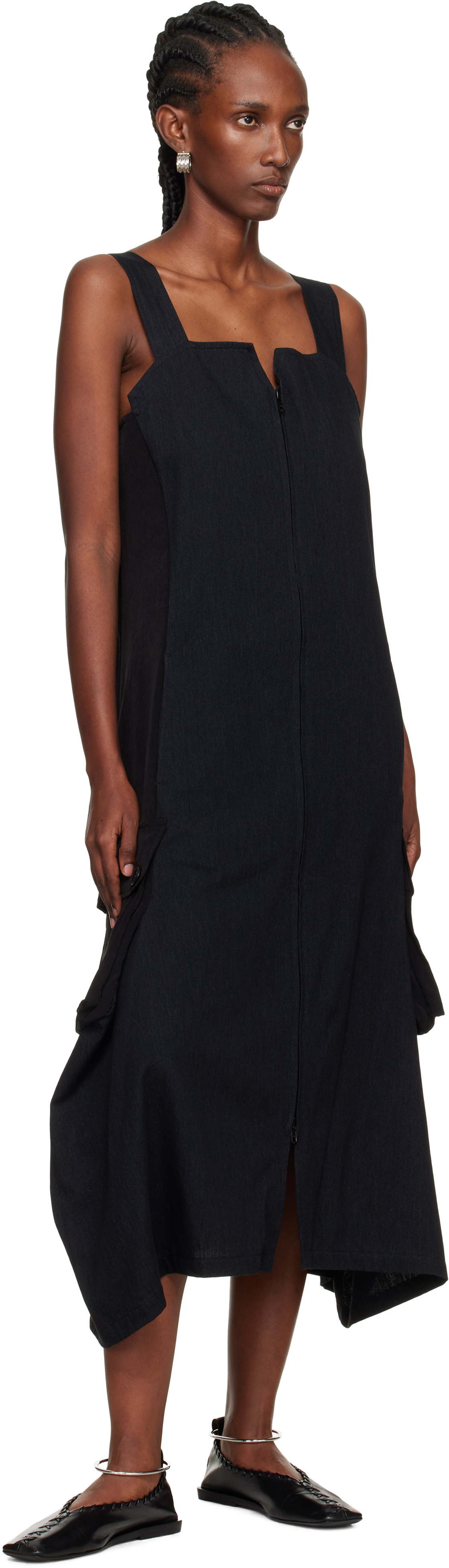 Y's Black E-work Pocket Maxi Dress In Black