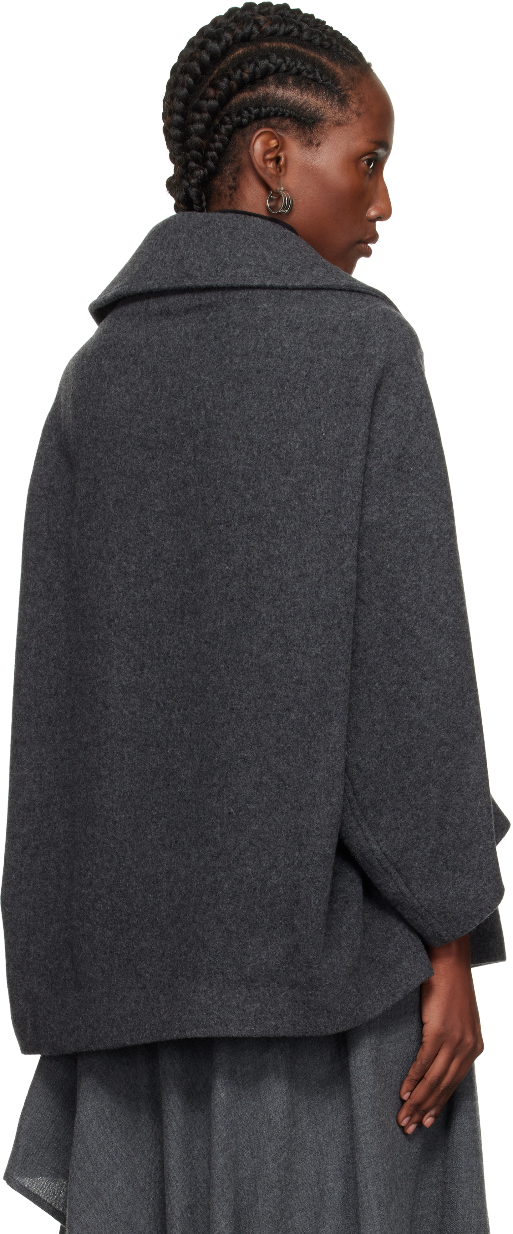 Y's Gray U-irregular Short Sleeve Coat In Gray