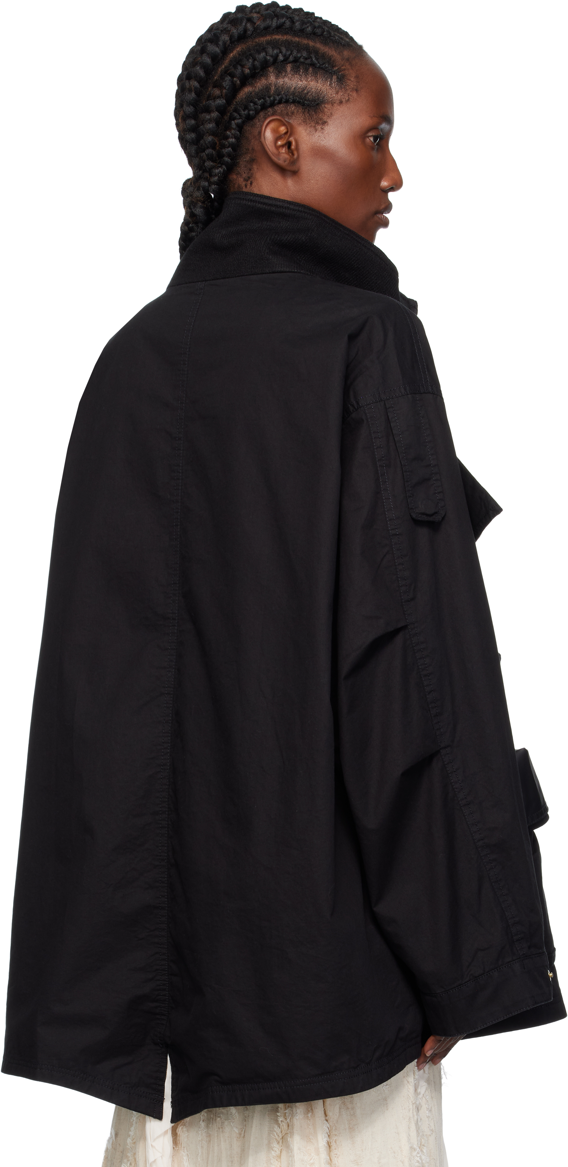 Open Yy Black Cargo Pocket Field Jacket In Black