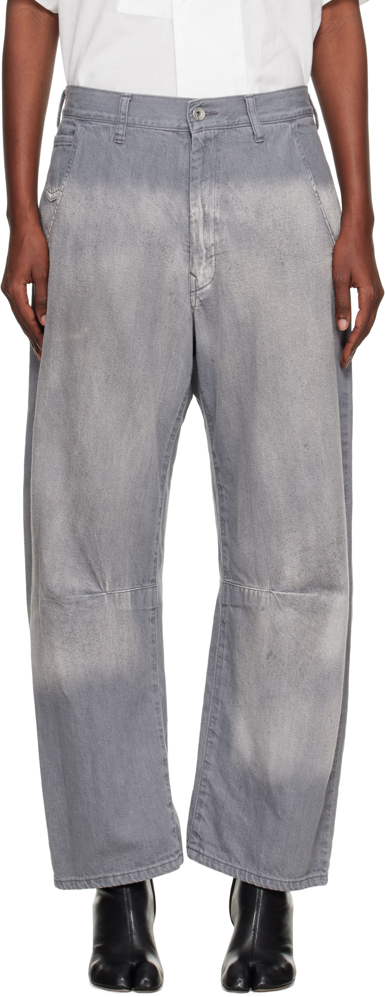 Y's Gray U-wide Jeans In Multi