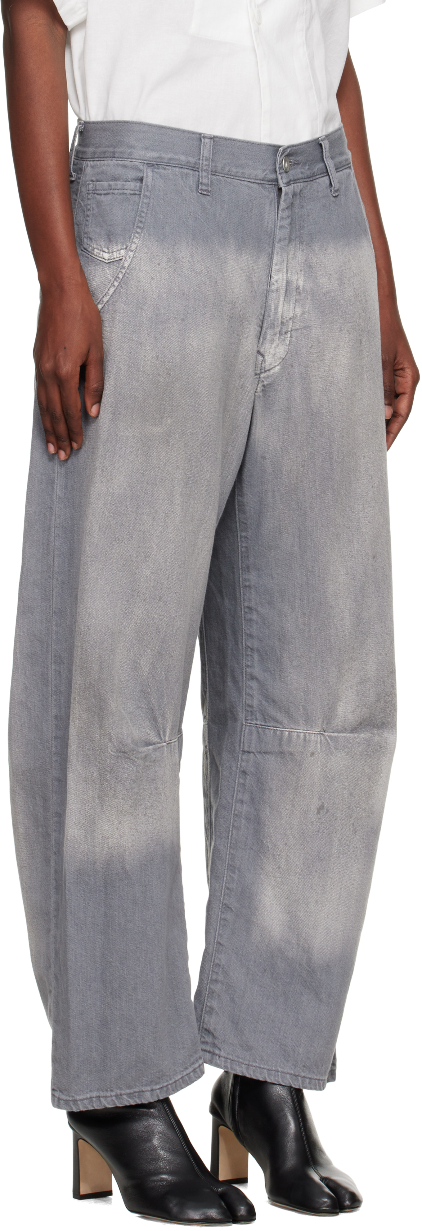Y's Gray U-wide Jeans In Multi