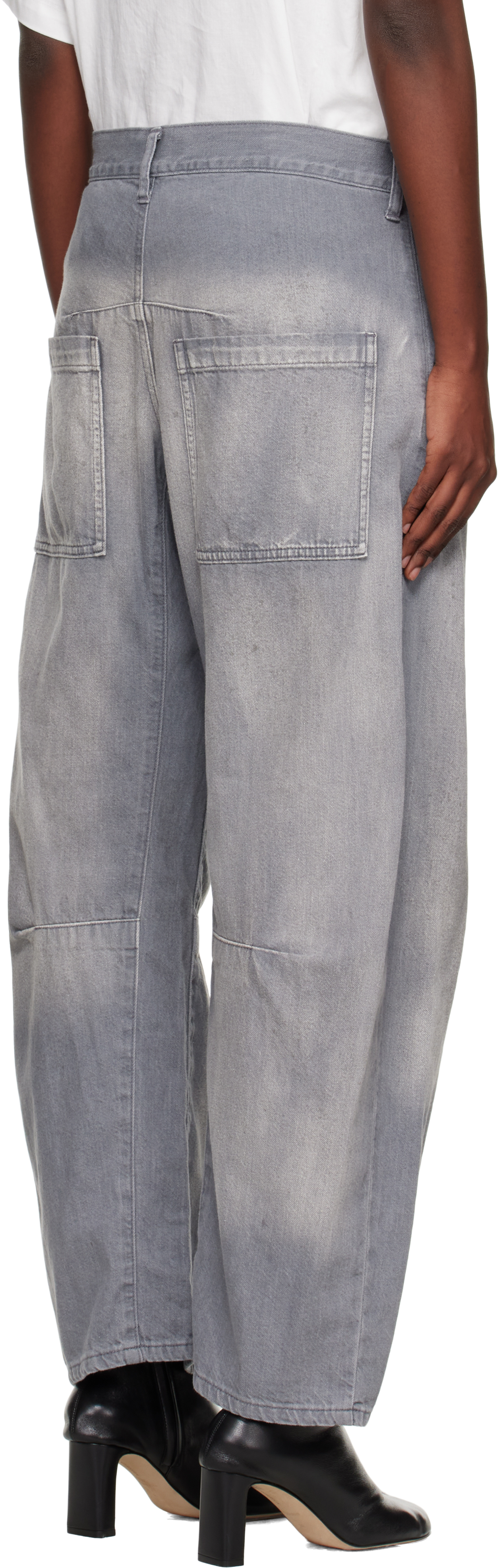Y's Gray U-wide Jeans In Multi