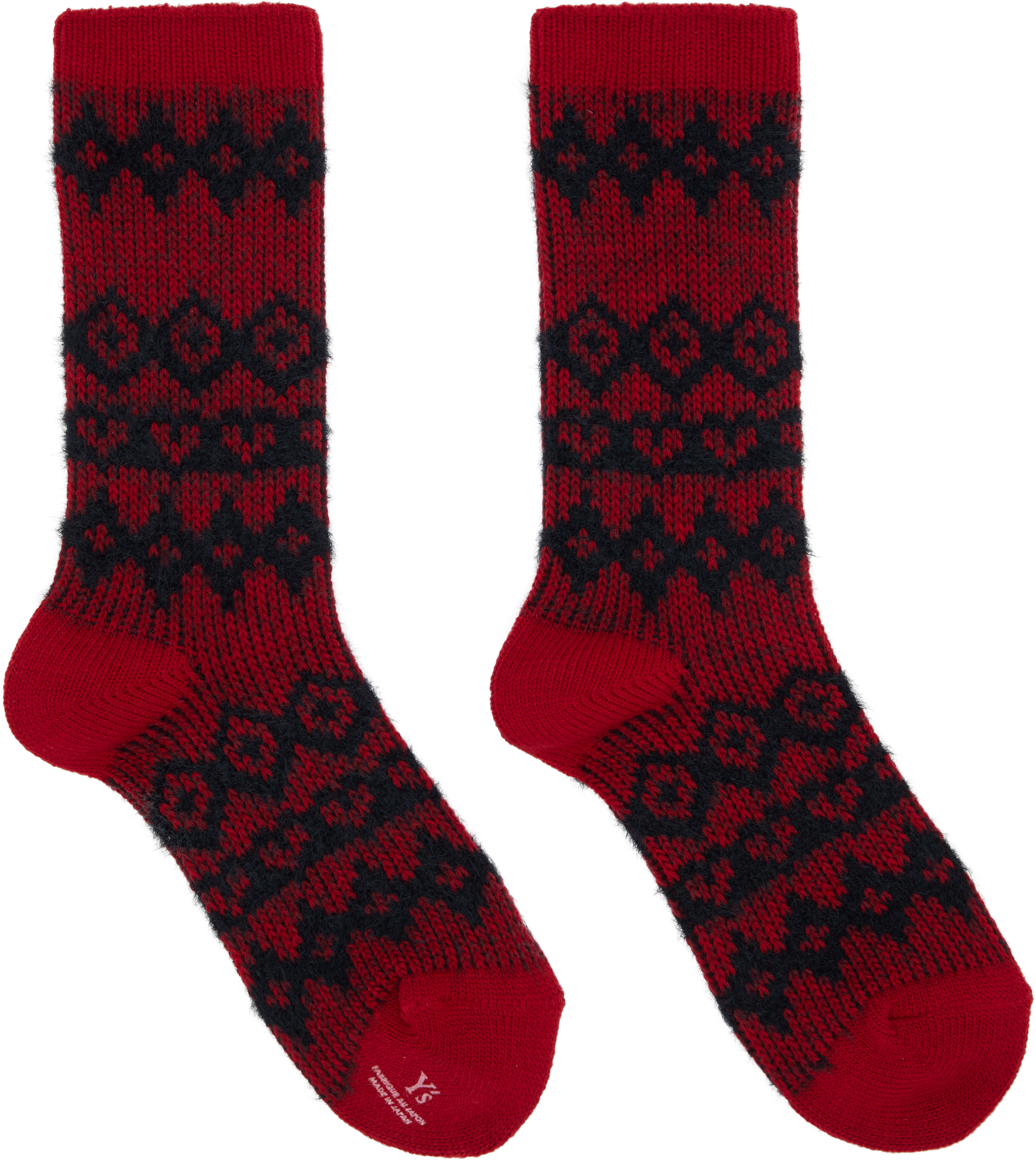 Y's Red Nordic Socks In Red