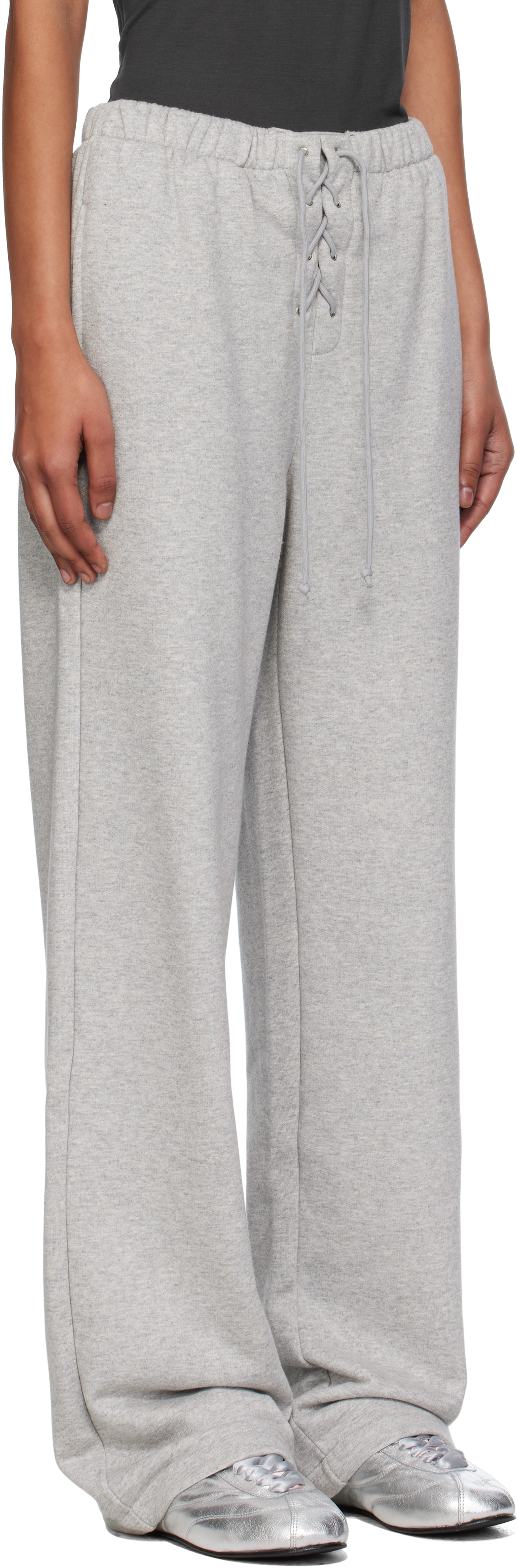 Open Yy Gray Lace Up Lounge Pants In Multi