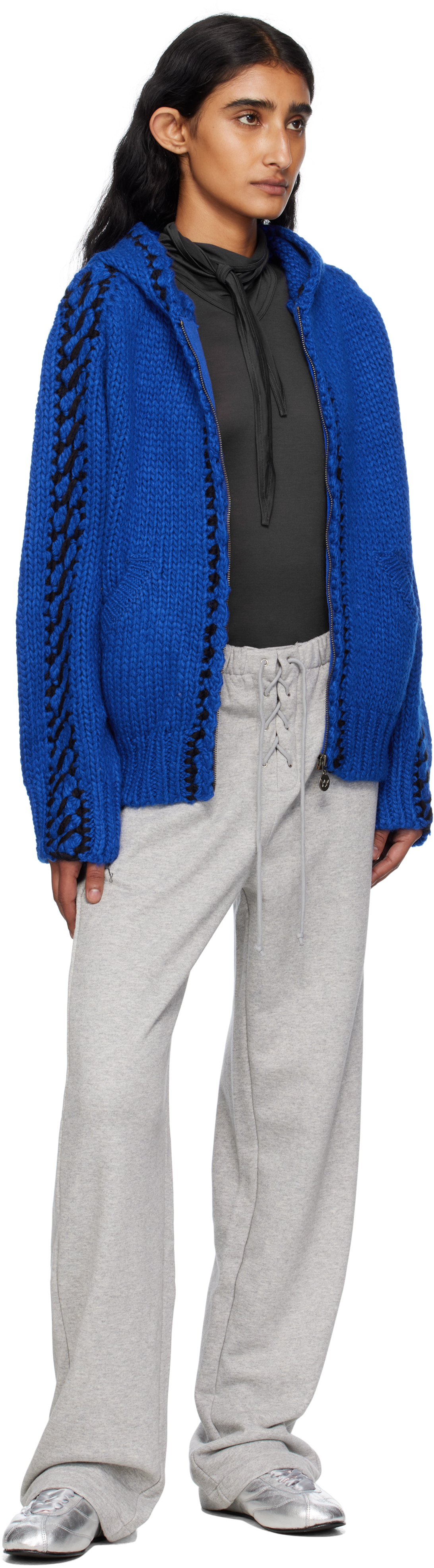 Open Yy Gray Lace Up Lounge Pants In Multi