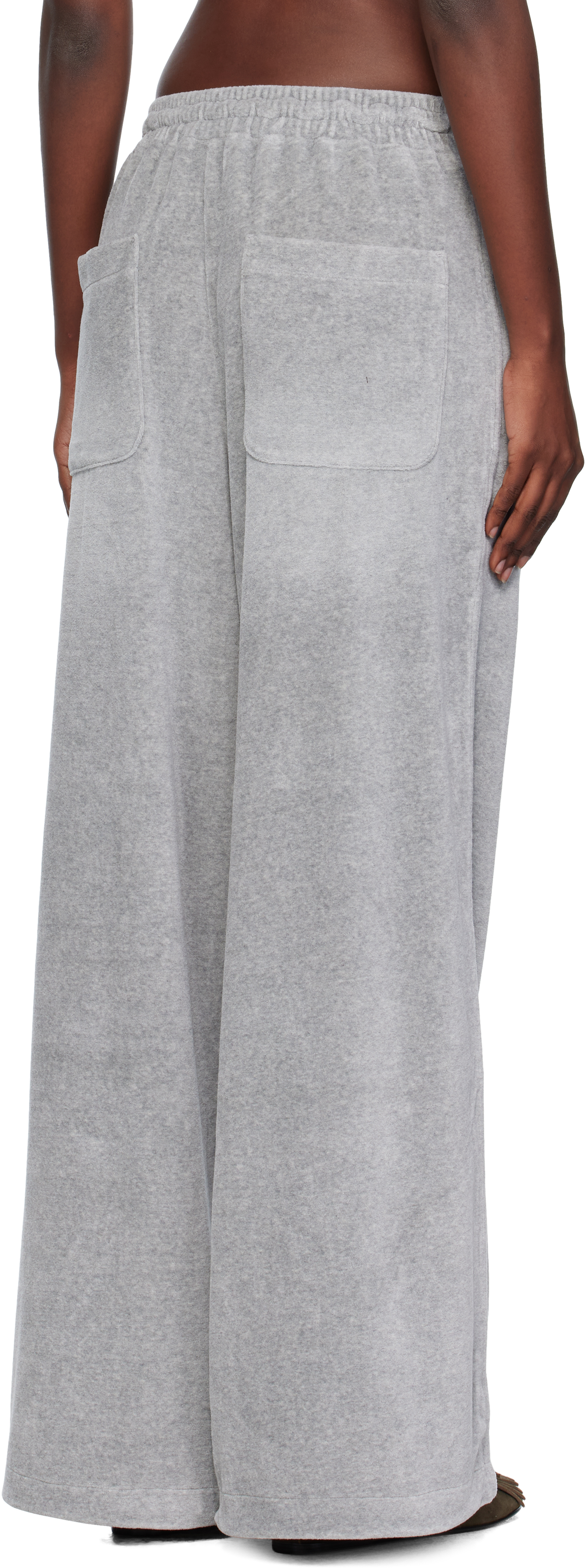Open Yy Gray Velour Wide Lounge Pants In White