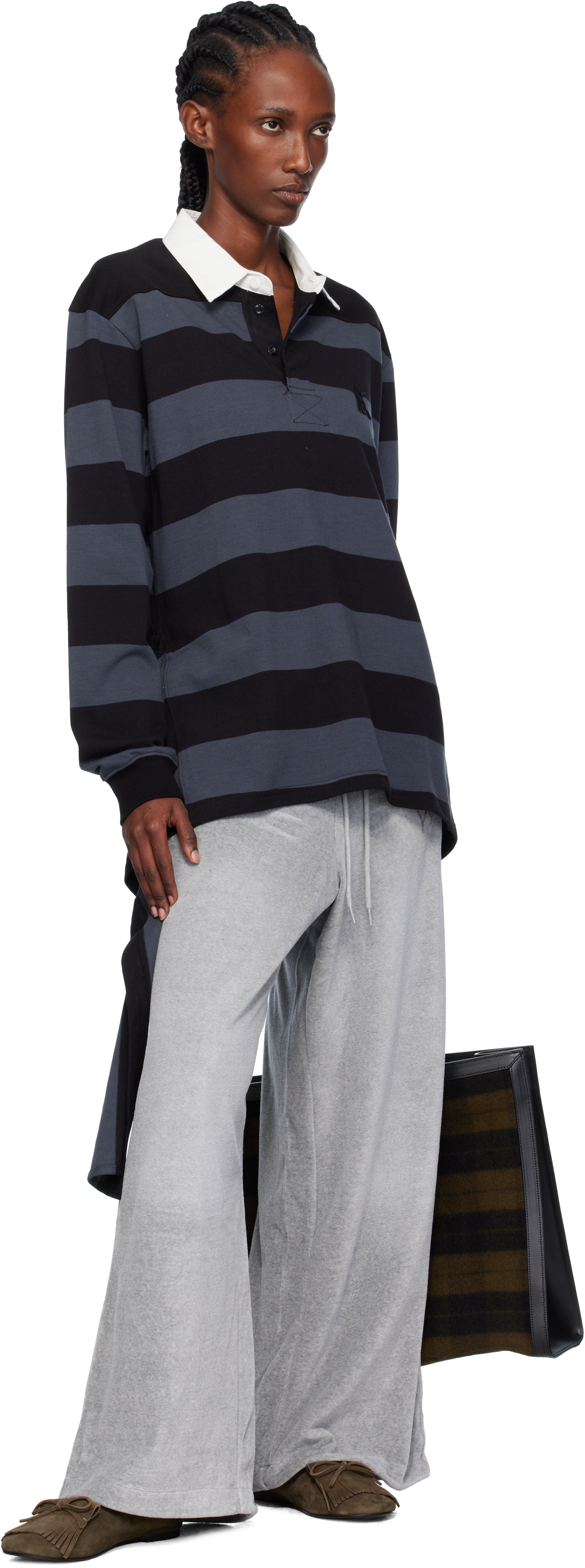 Open Yy Gray Velour Wide Lounge Pants In White