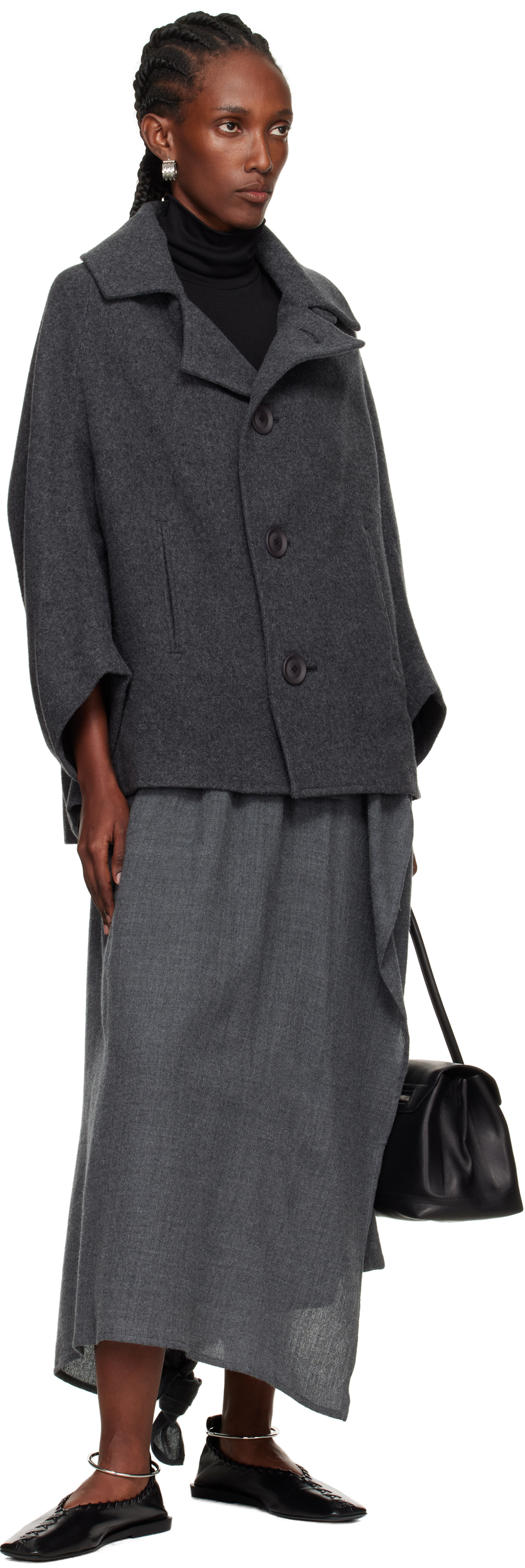 Y's Black Y-pants Trousers In Gray
