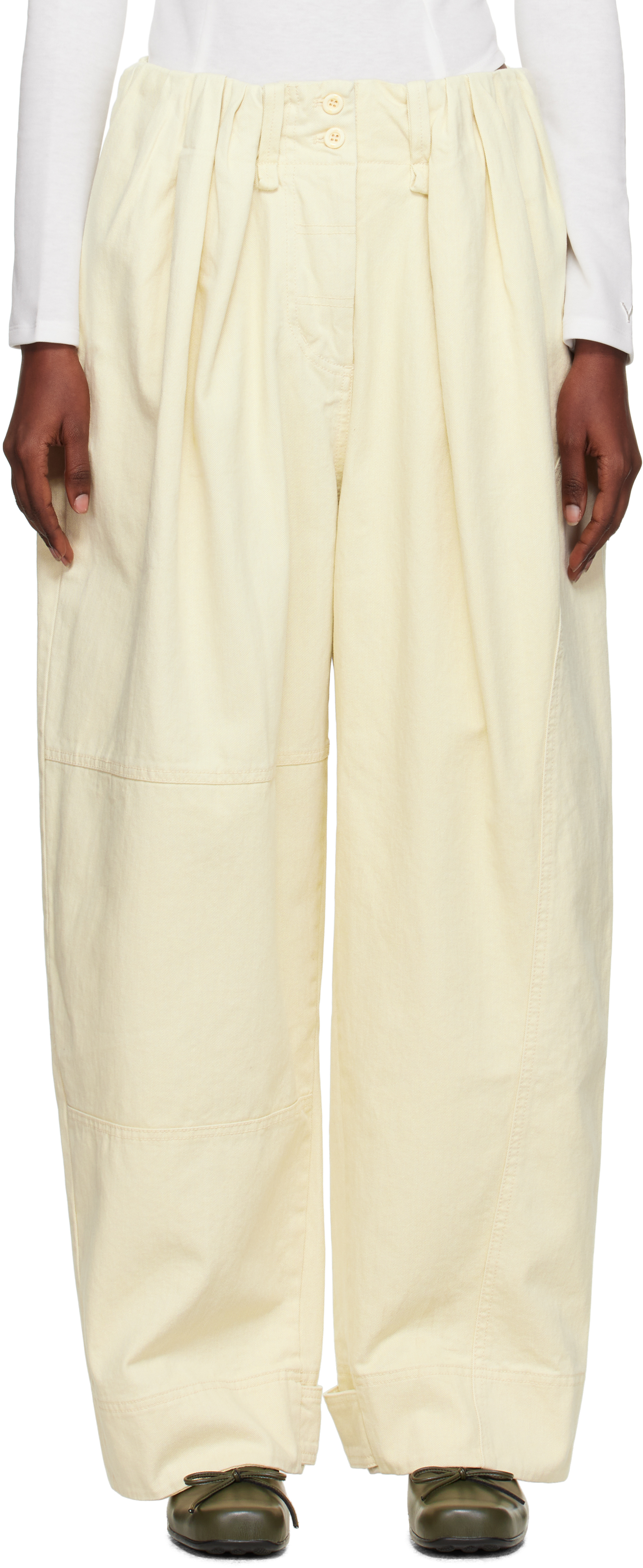 Open Yy Yellow Full Gather Trousers