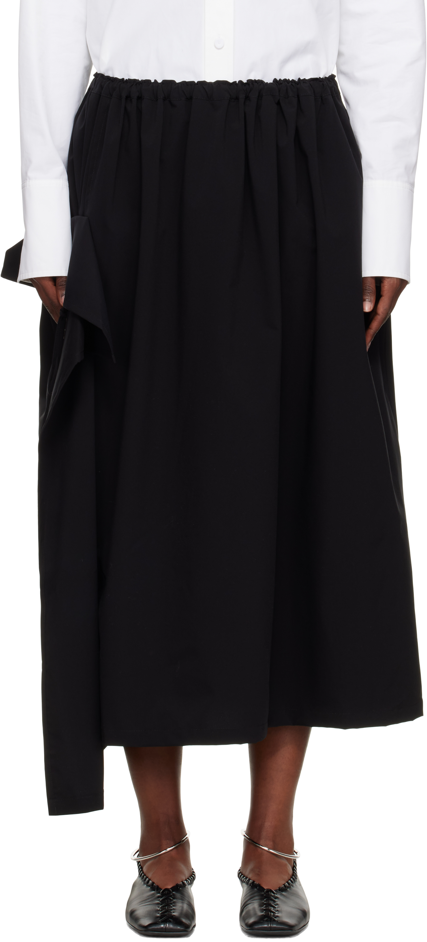 Y's Black Sa-gathered Maxi Skirt In Black
