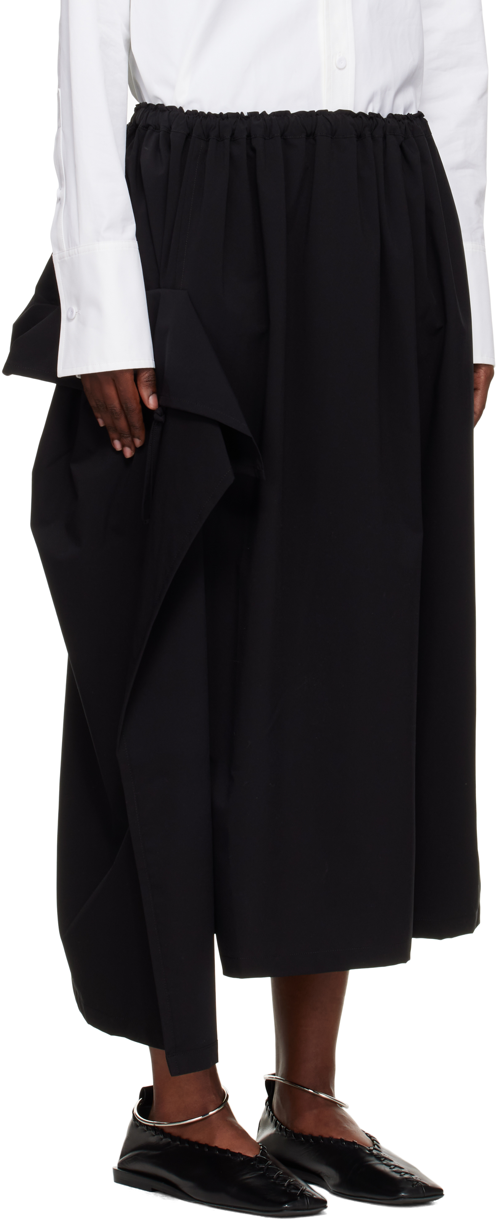Y's Black Sa-gathered Maxi Skirt In Black