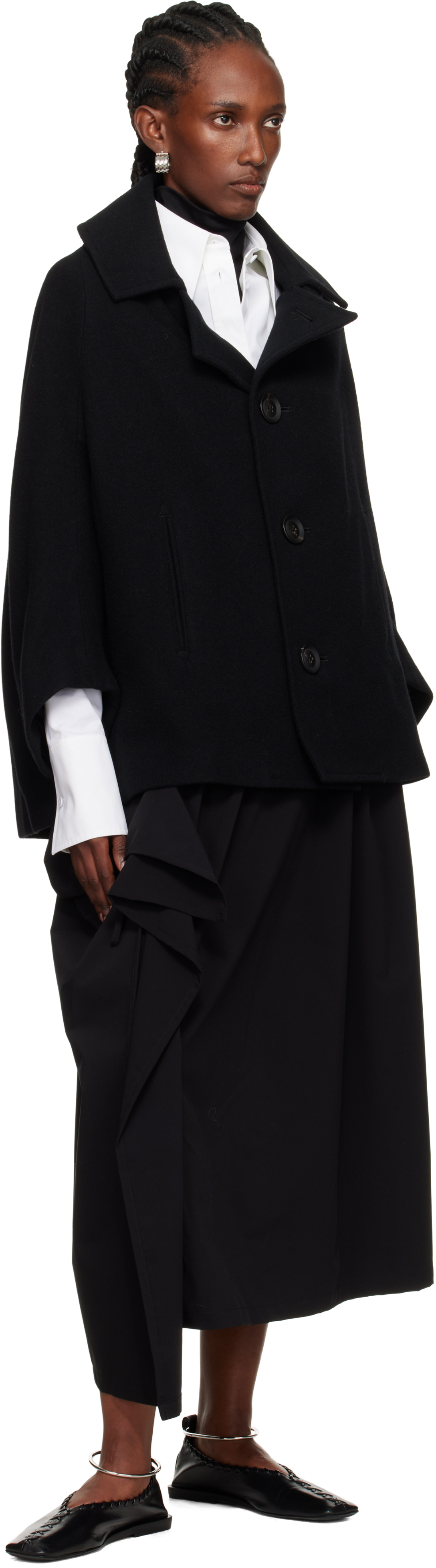 Y's Black Sa-gathered Maxi Skirt In Black