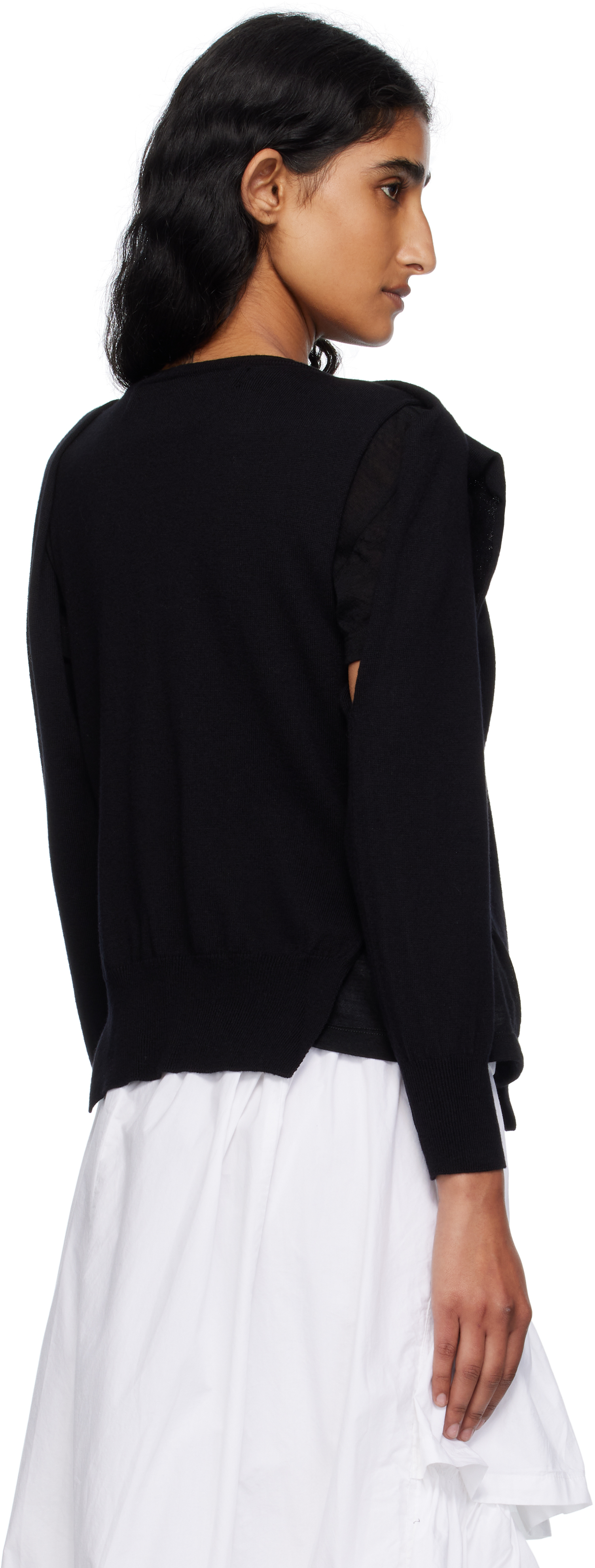 Open Yy Black Sleeve Layered Cardigan In Black