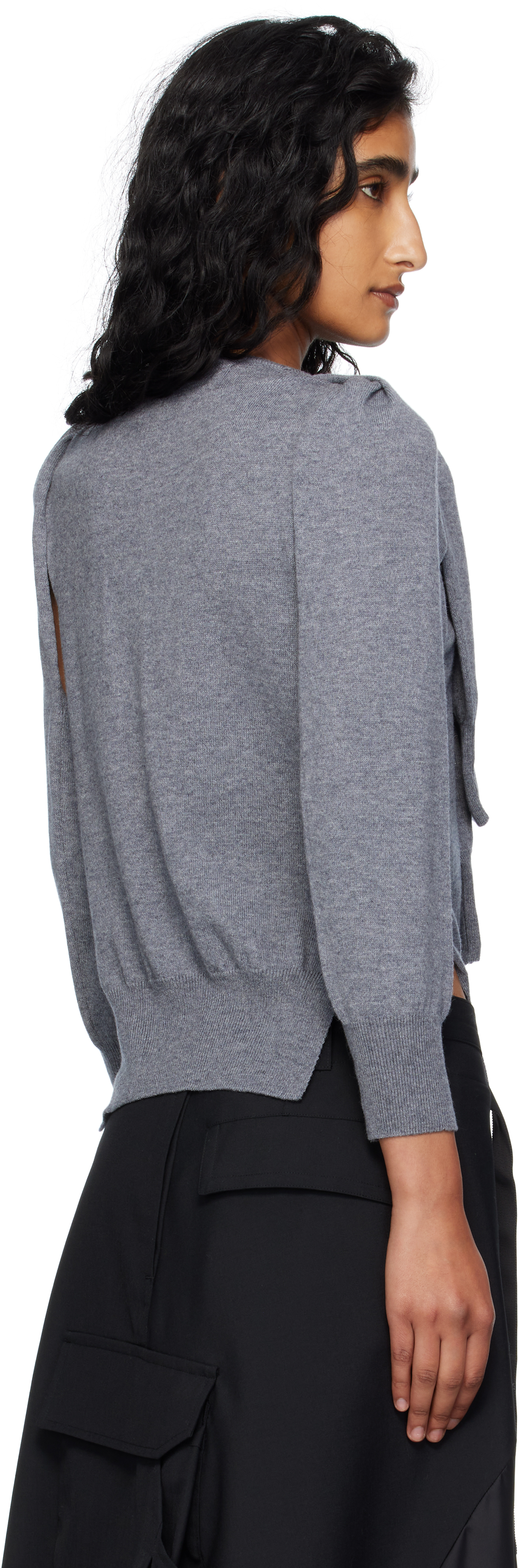 Open Yy Gray Sleeve Layered Cardigan In Gray