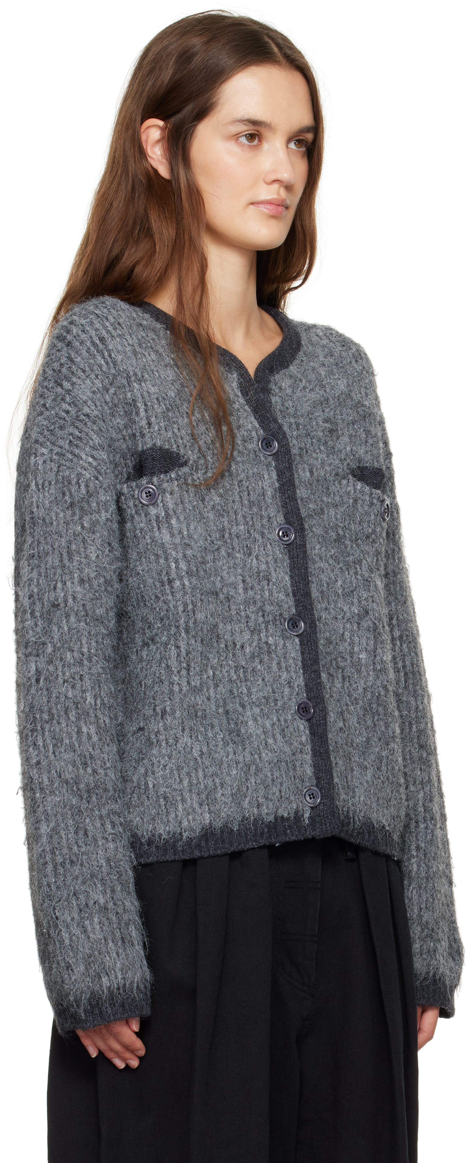 Open Yy Gray Shaggy Cardigan In Gray