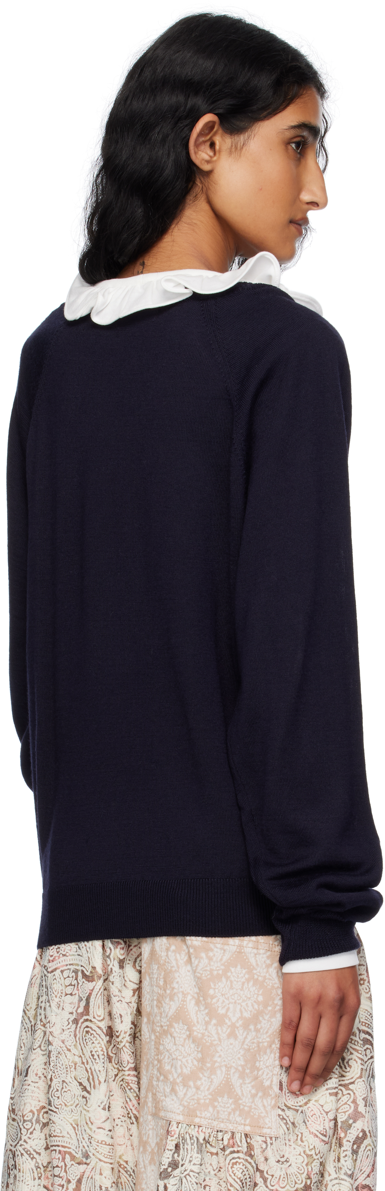 Open Yy Navy Dog Graphic Knit Sweater In Black