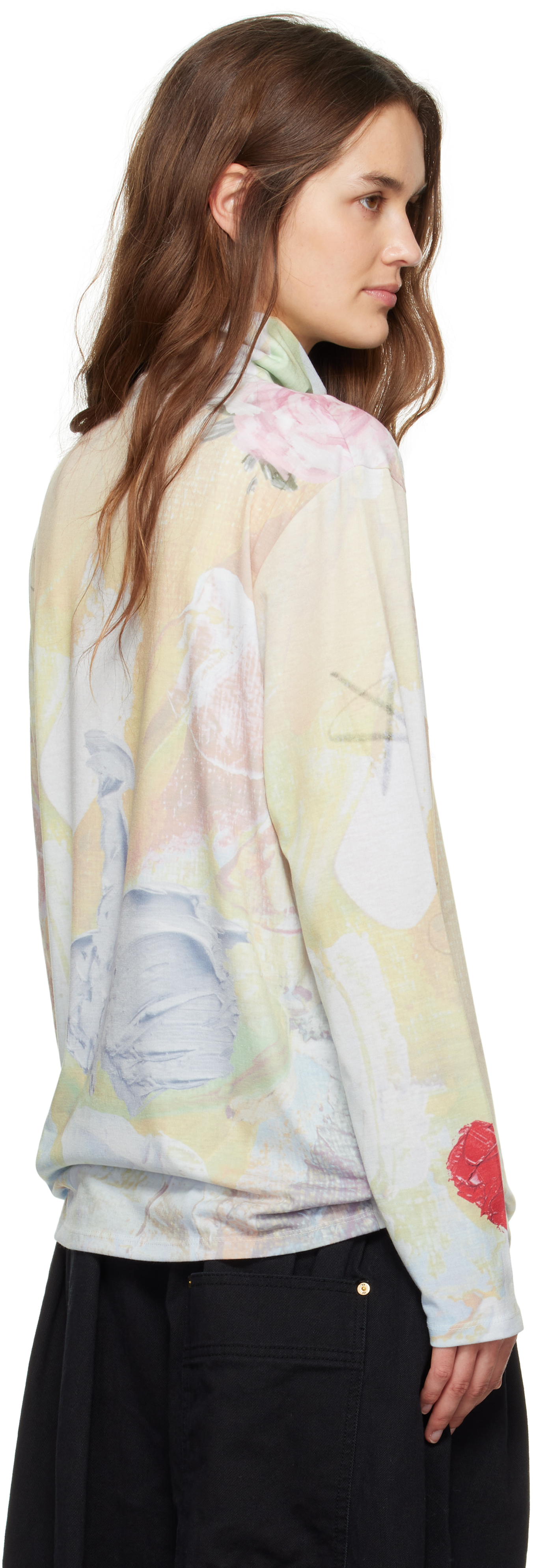 Open Yy Multicolor Graphic Slouch Turtleneck In Multi