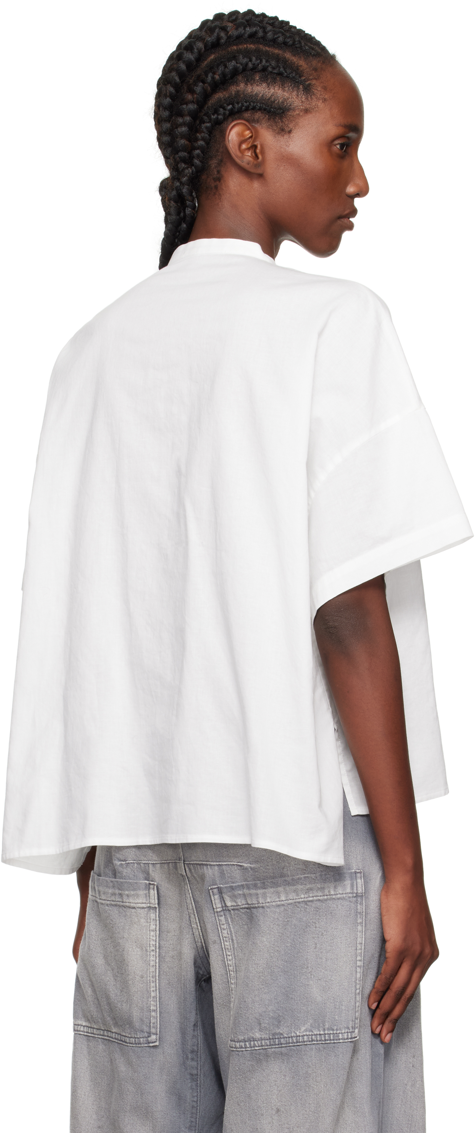 Y's White N-half Sleeve Box Shirt In White