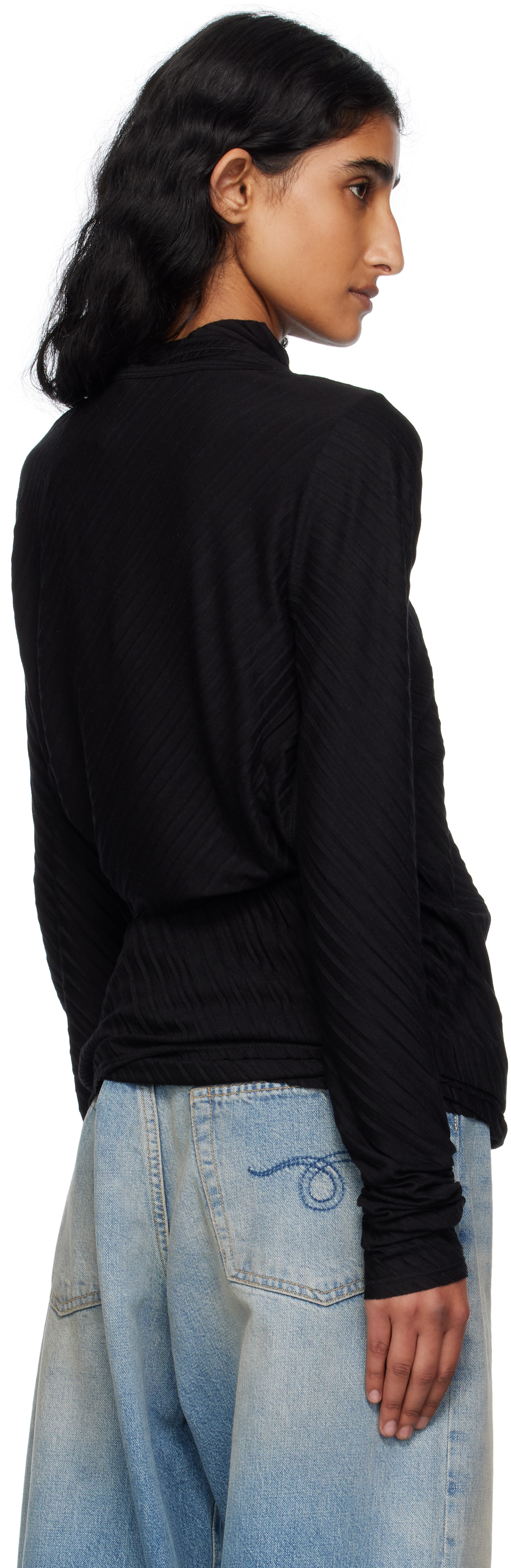 Open Yy Black Pleats Convertible Bolero Top In Black
