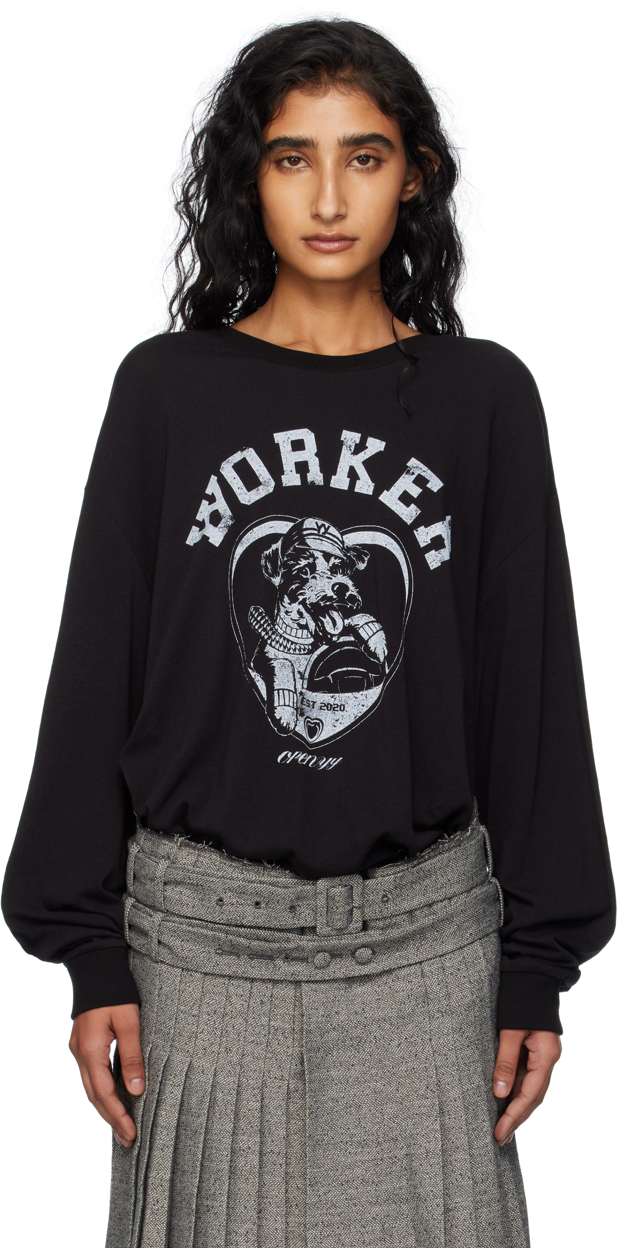 Open Yy Worker Pet Club Long Sleeve T-shirt In Black