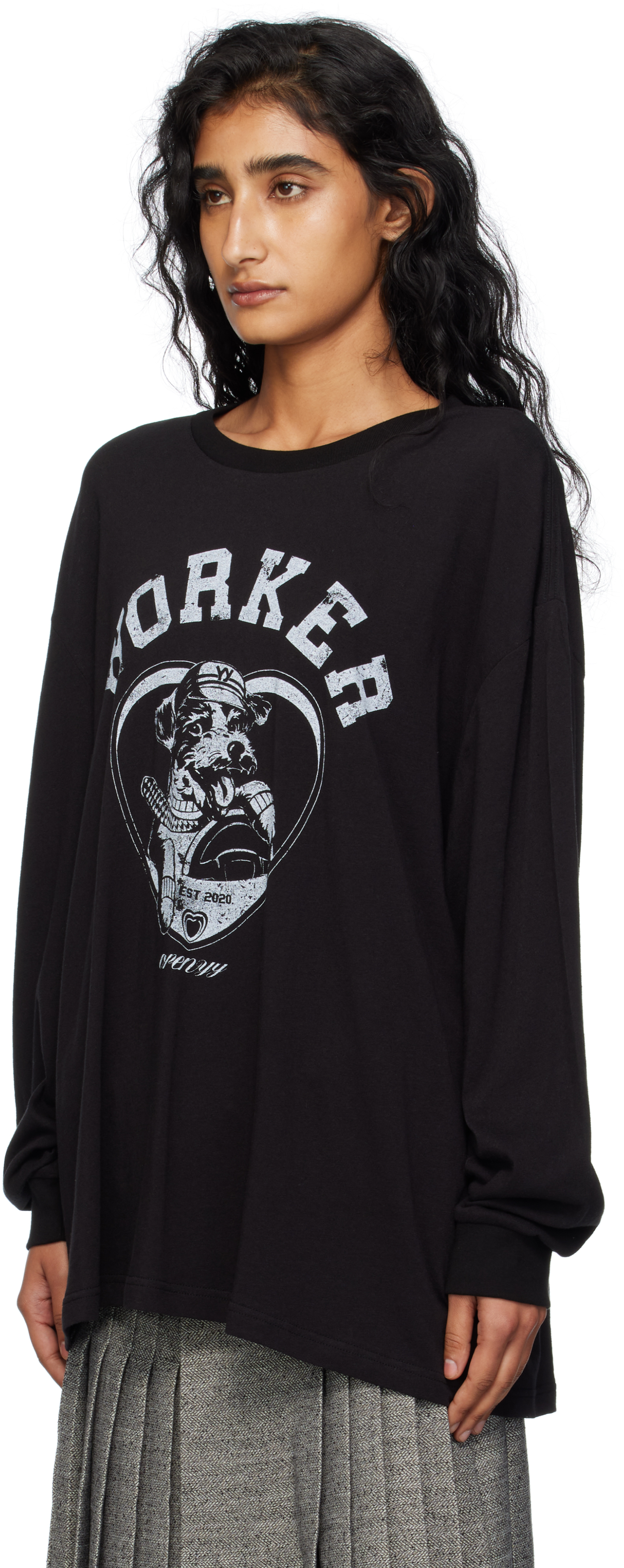 Open Yy Worker Pet Club Long Sleeve T-shirt In Black