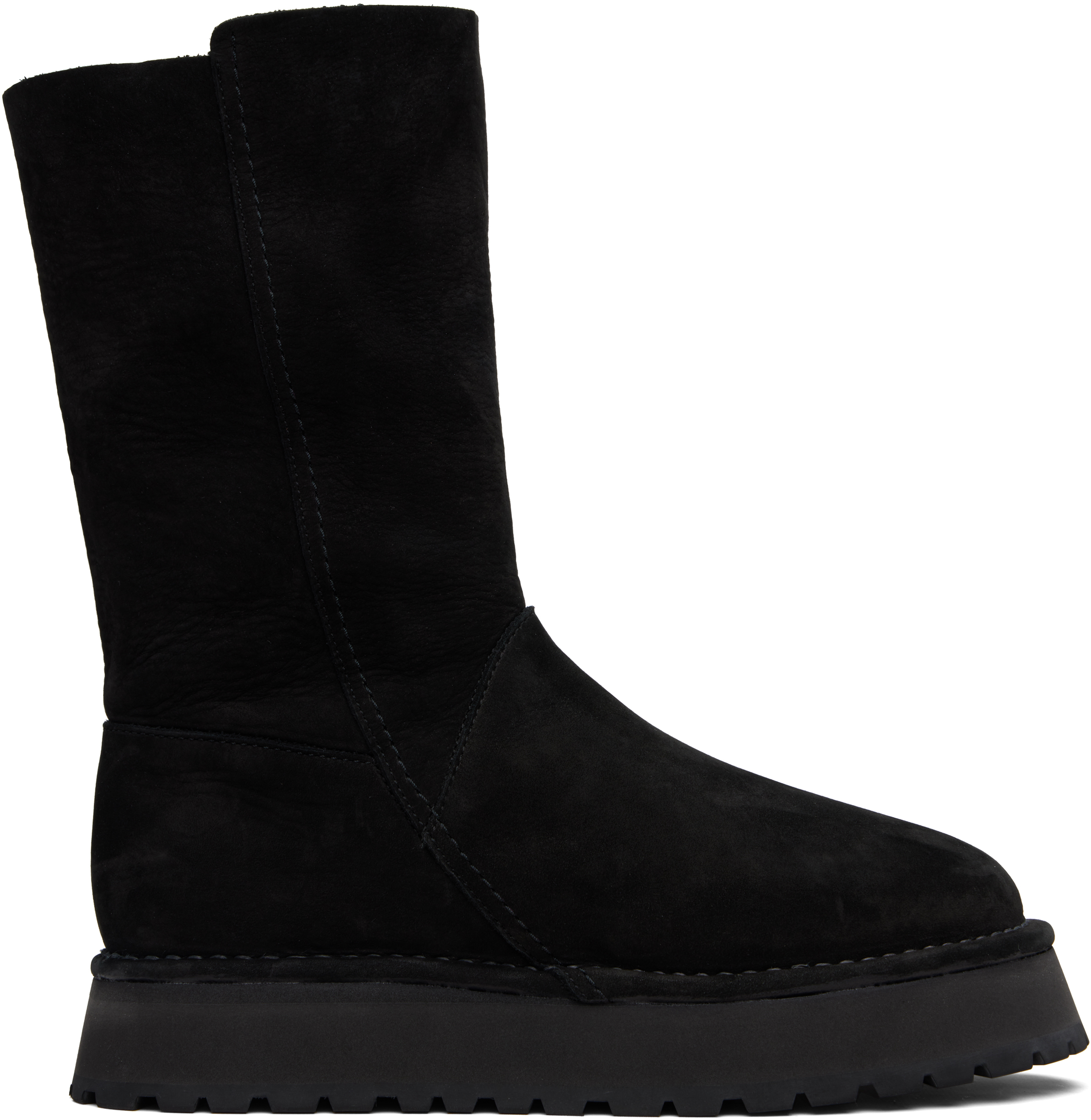 Y's Black Nubuck Leather Slip-on Boots In Multi