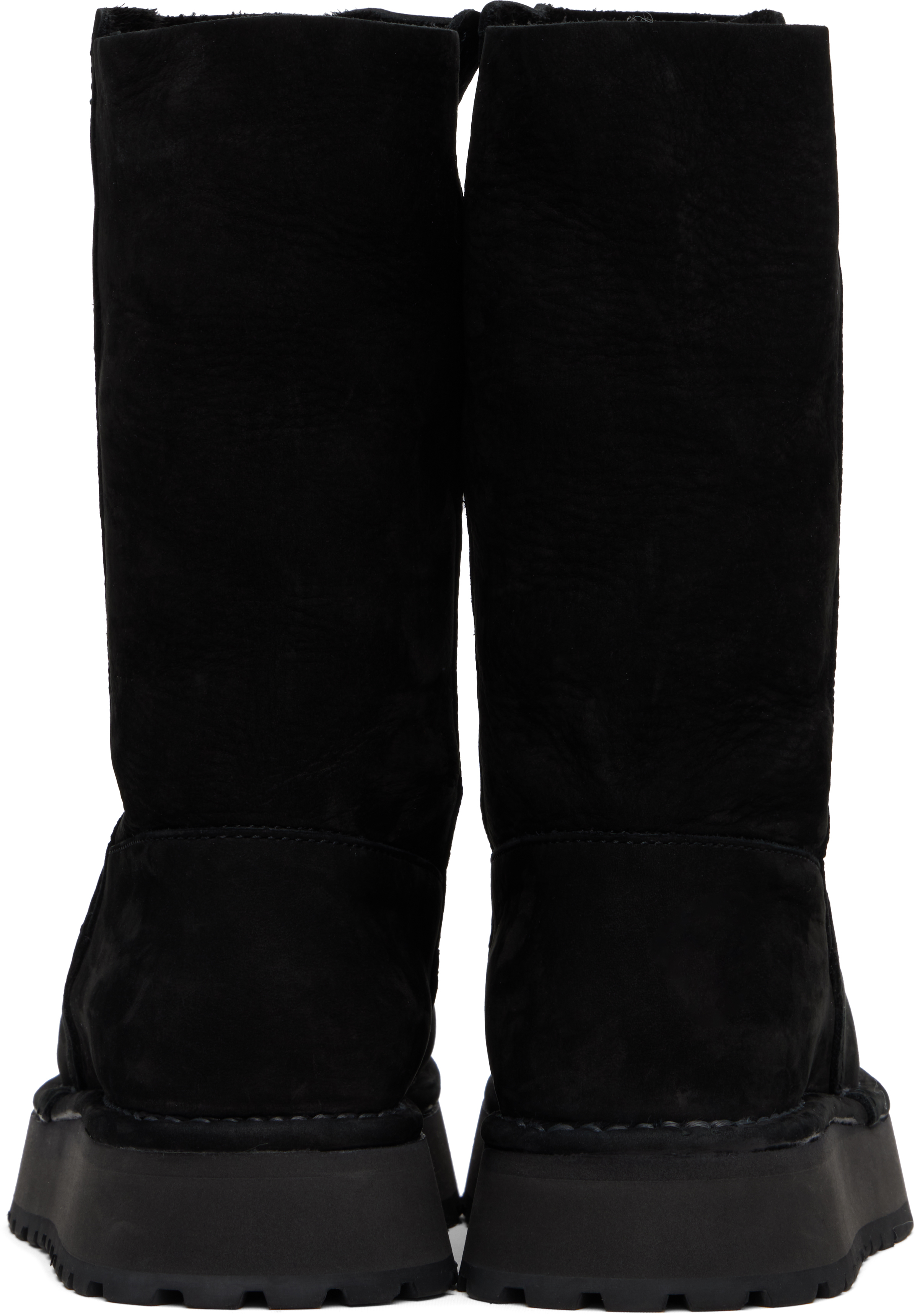 Y's Black Nubuck Leather Slip-on Boots In Multi