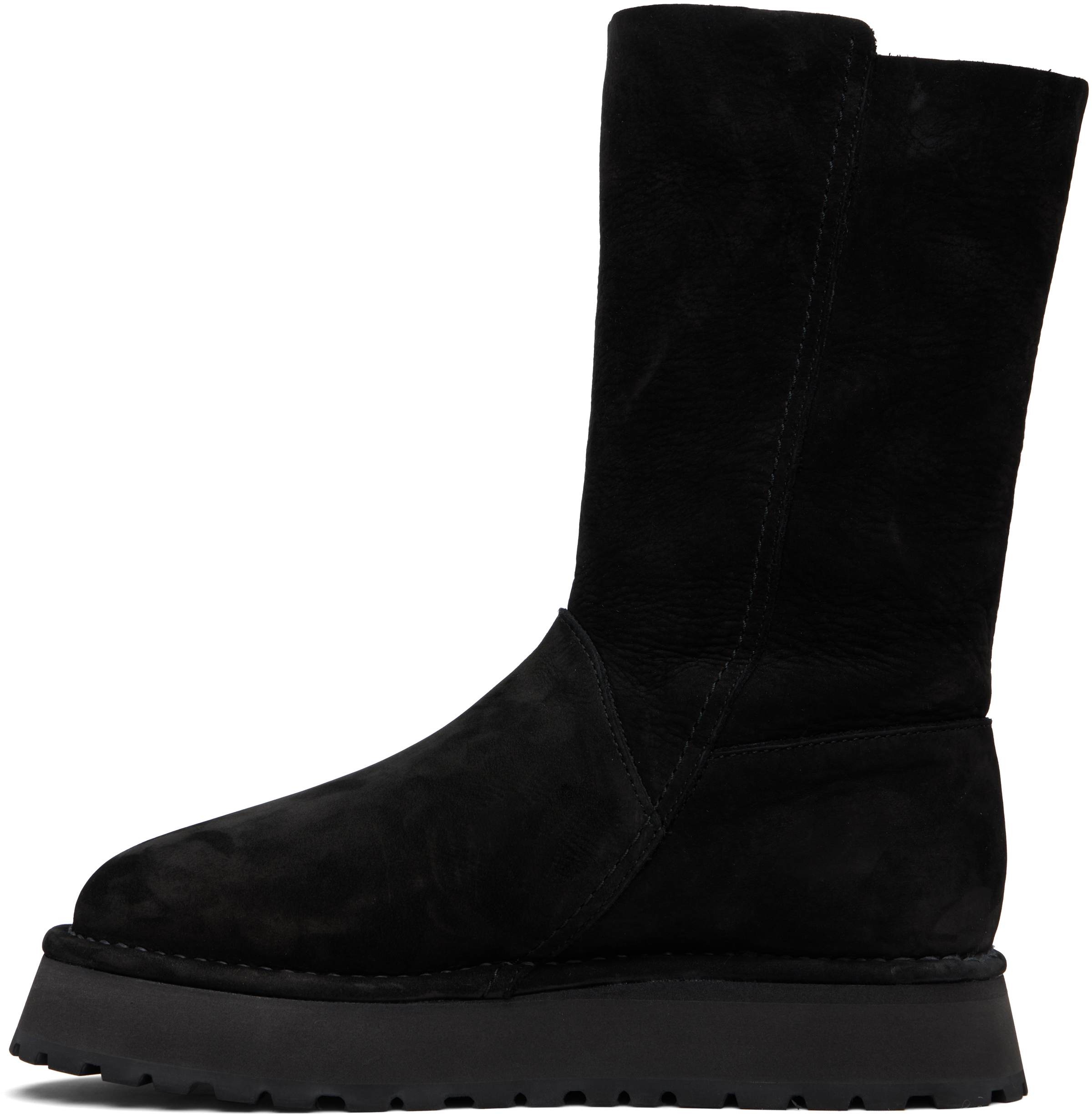 Y's Black Nubuck Leather Slip-on Boots In Multi