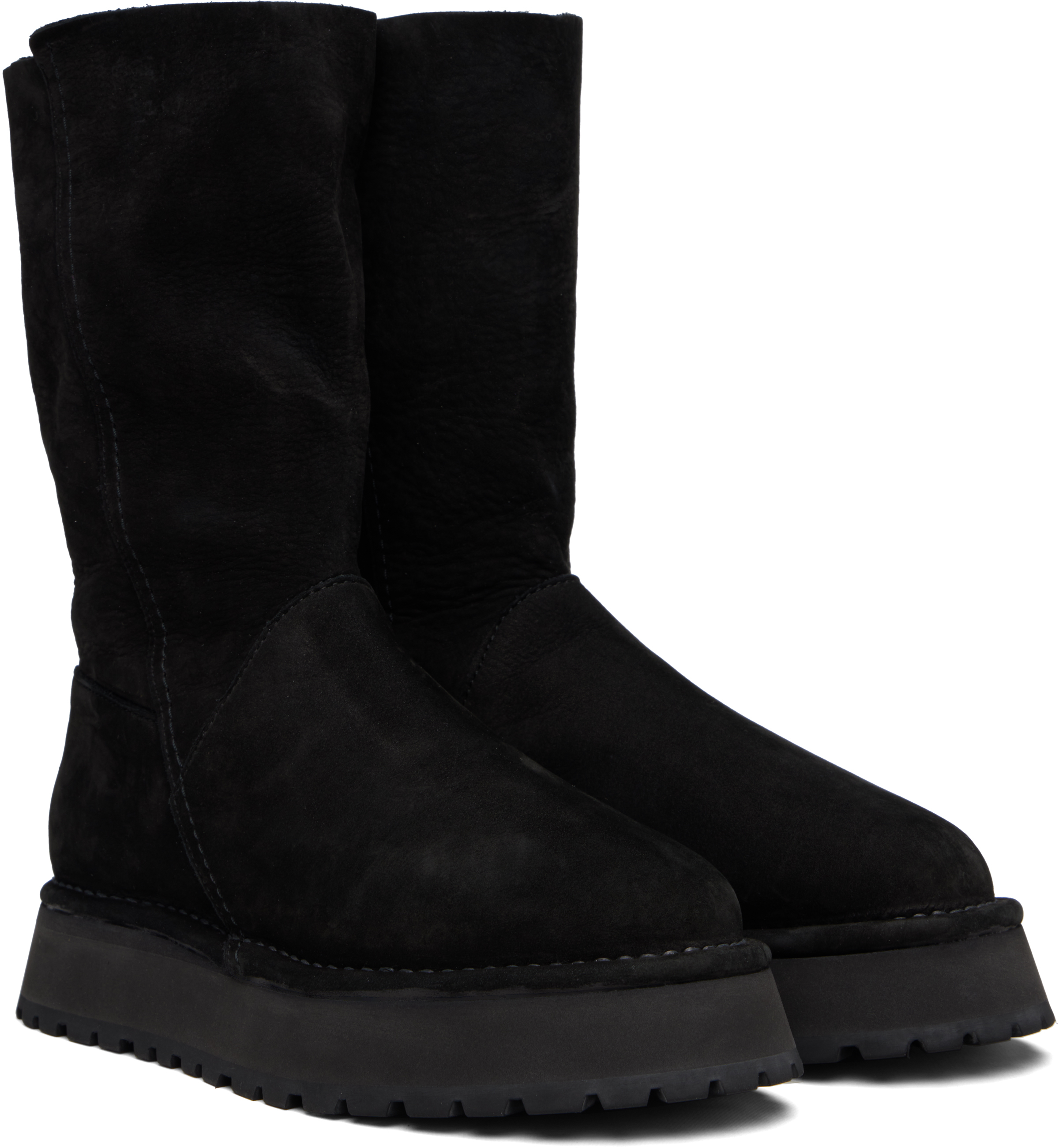 Y's Black Nubuck Leather Slip-on Boots In Multi