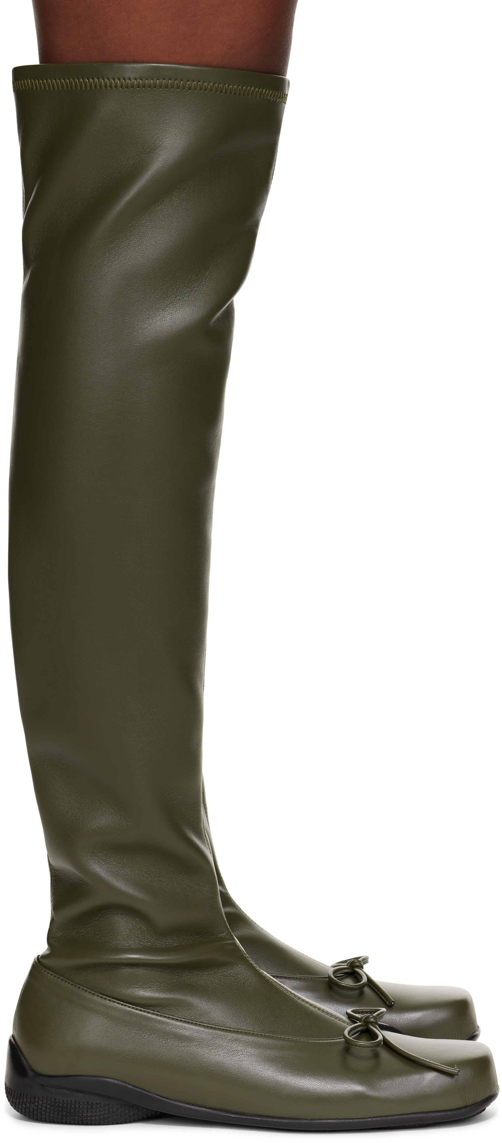 Open Yy Khaki Thigh High Ballet Boots In Brown