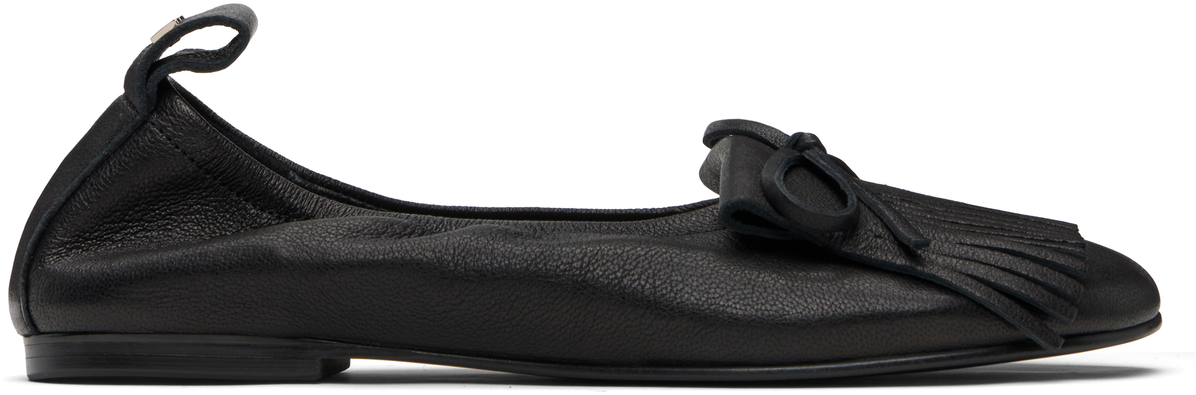 Open Yy Black Bun Fringe Ballerina Flats