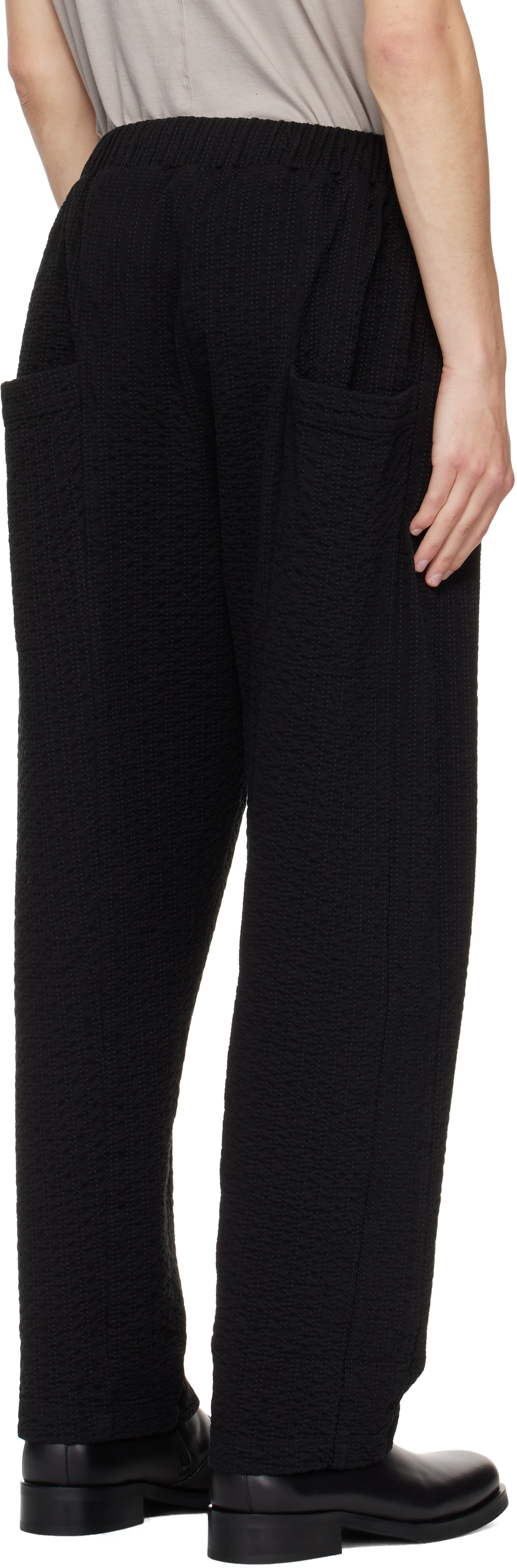 Craig Green Black Embroidered Linestitch Trousers In Multi