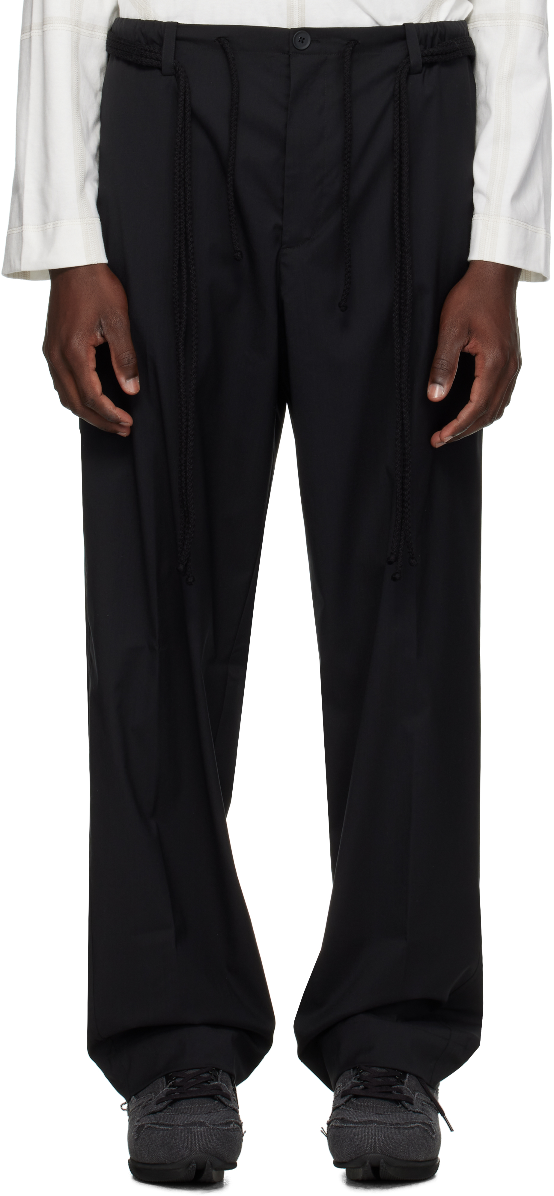 Craig Green Black Elasticized Worker Trousers In Black