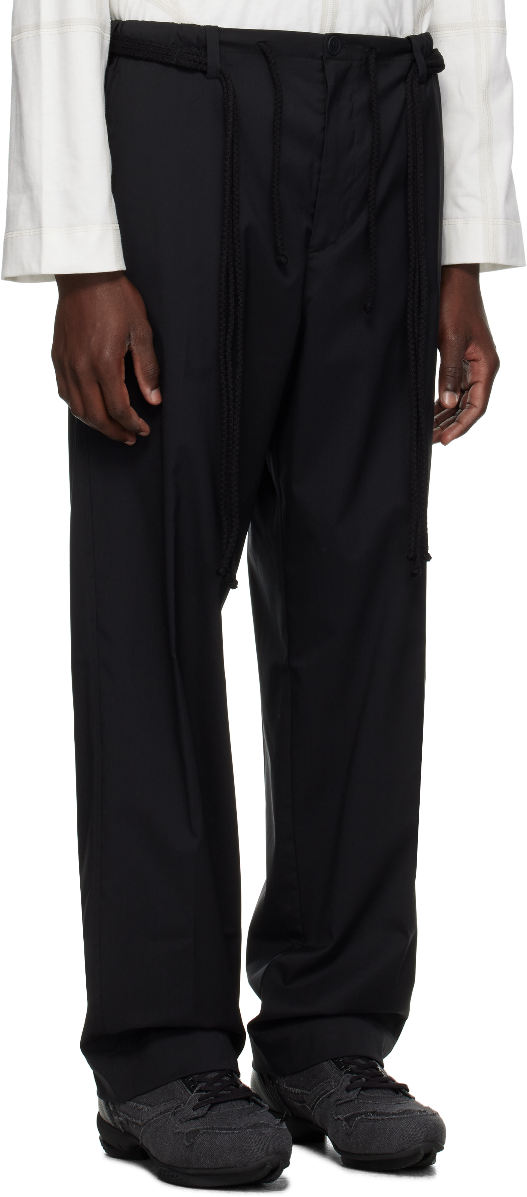 Craig Green Black Elasticized Worker Trousers In Black