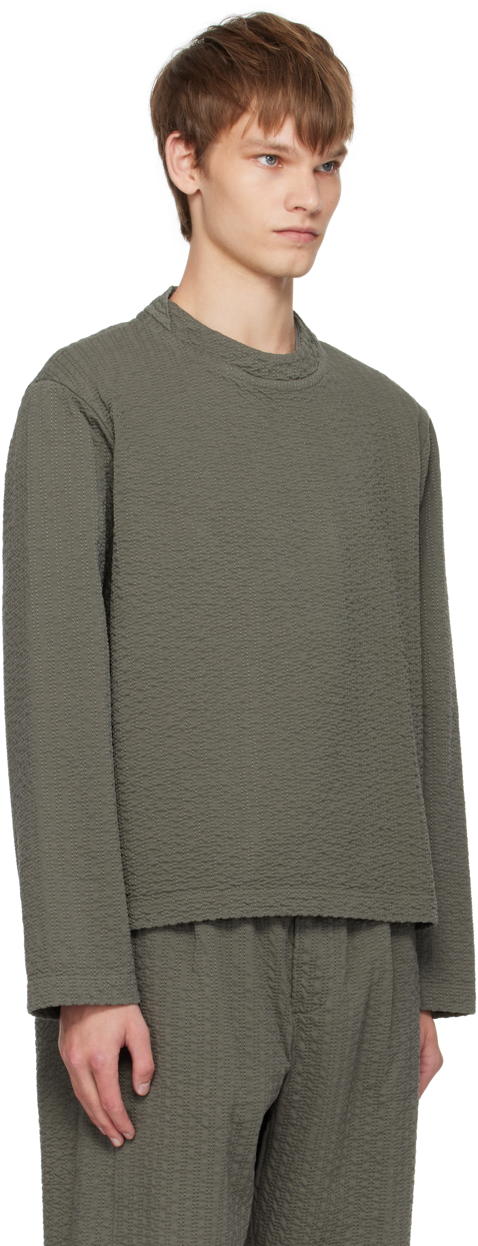 Craig Green Khaki Embroidered Linestitch Smock T-shirt In Green
