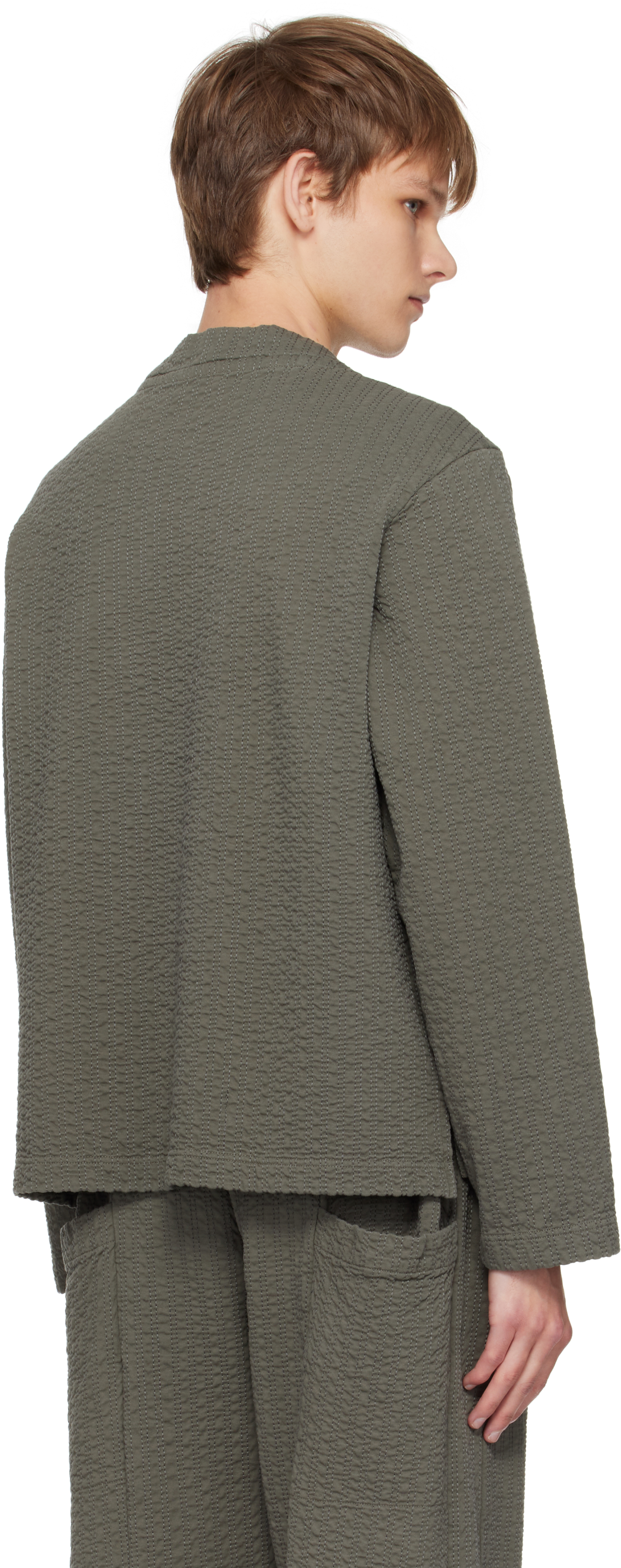Craig Green Khaki Embroidered Linestitch Smock T-shirt In Green