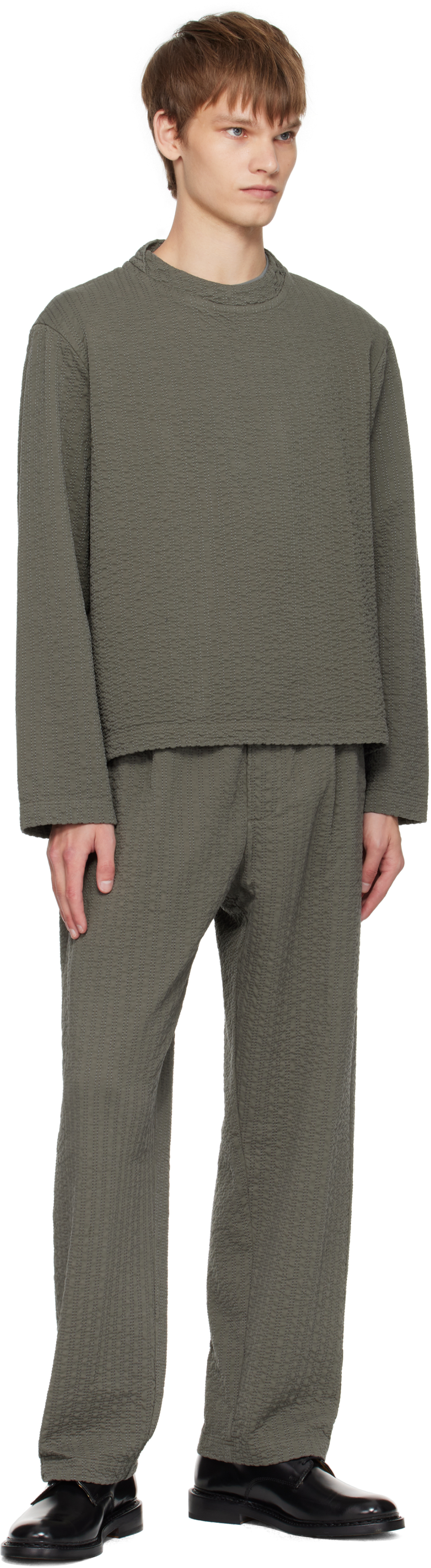 Craig Green Khaki Embroidered Linestitch Smock T-shirt In Green