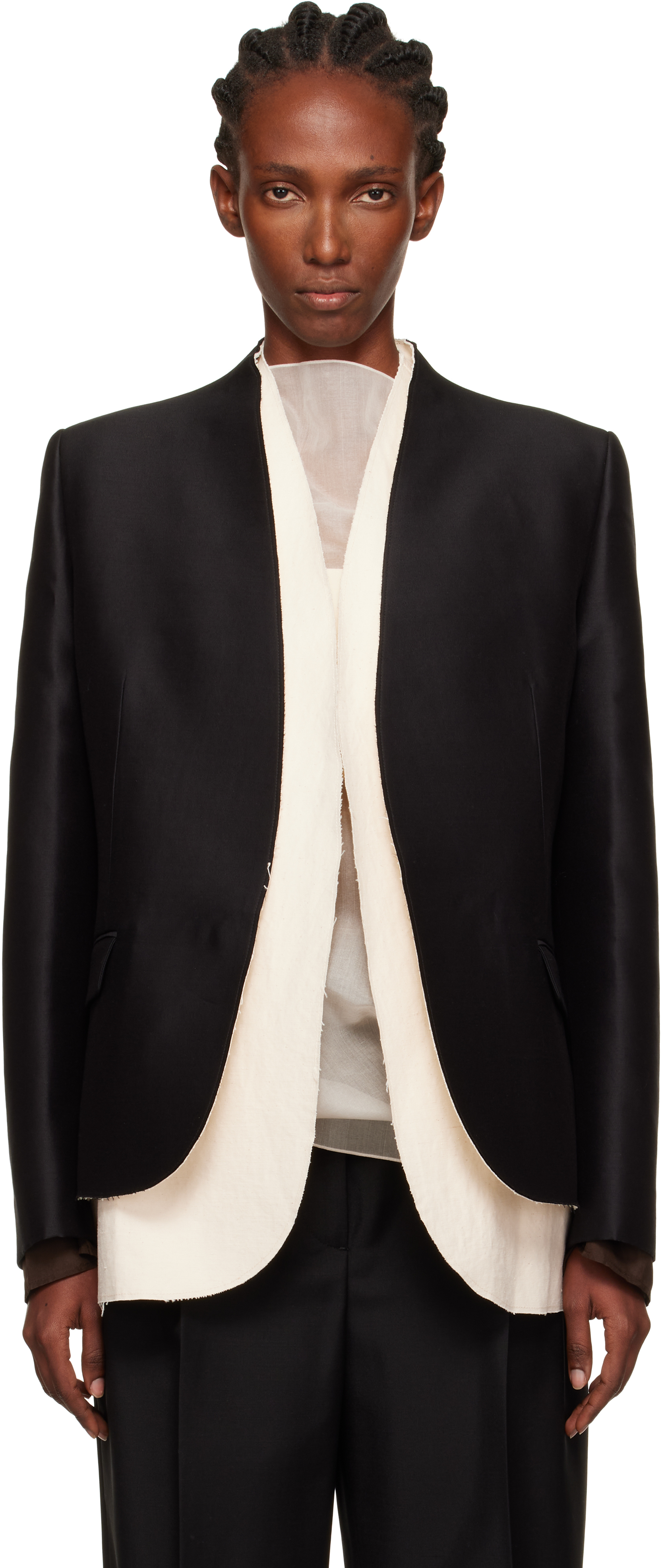 Black & Off-White Tulip Blazer