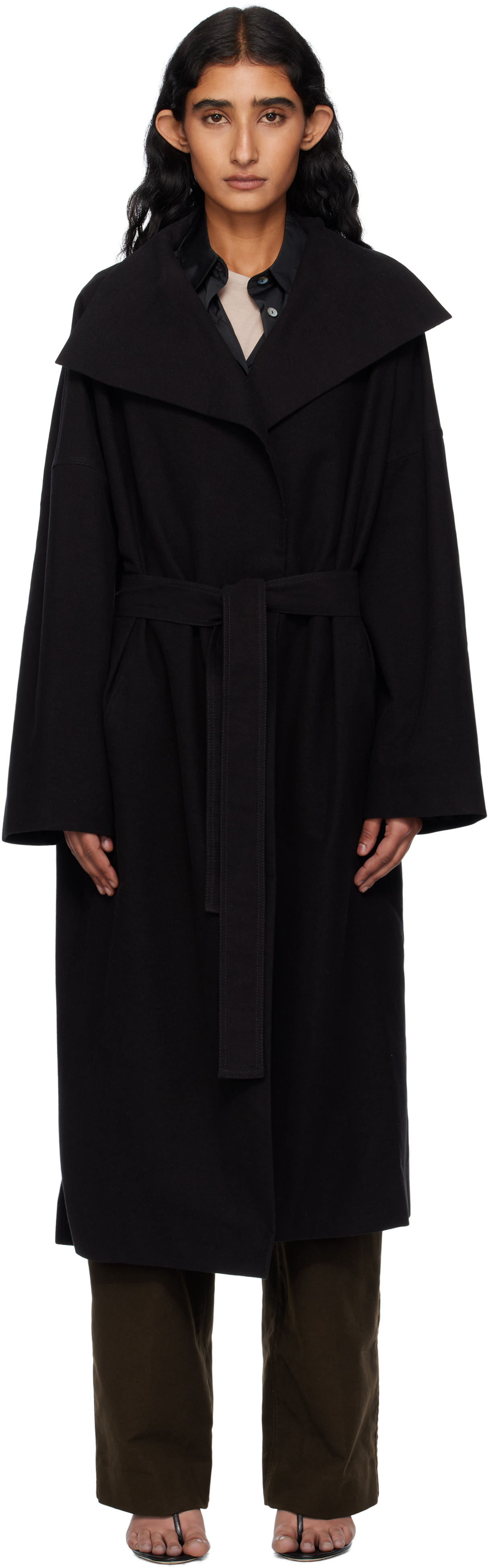 Gia Studios Black Grace Long Coat In Black