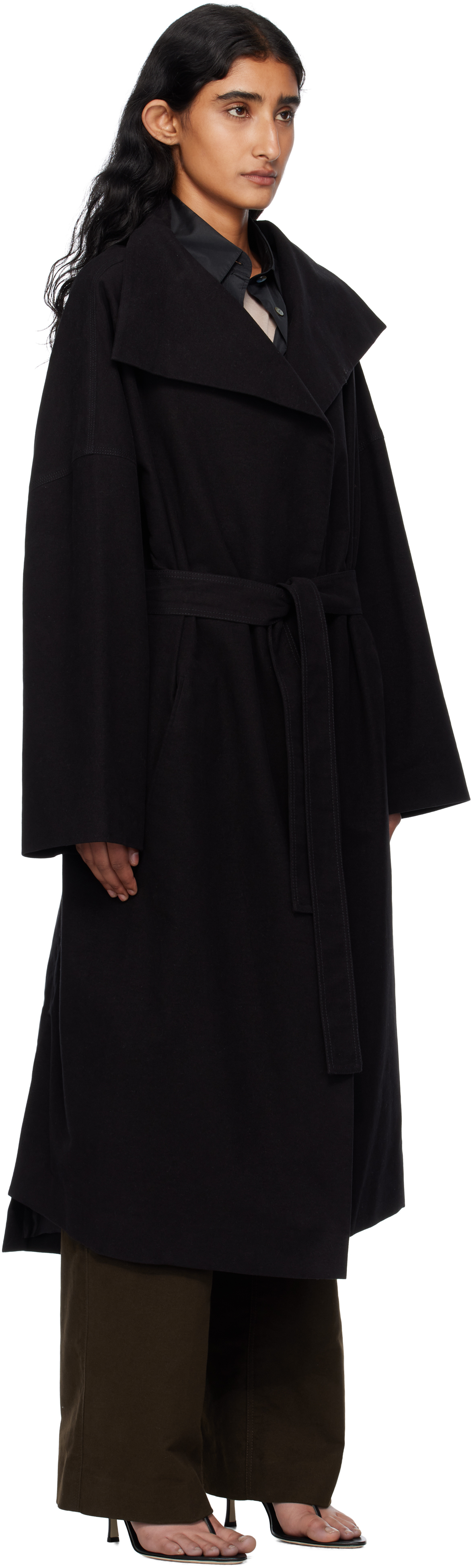 Gia Studios Black Grace Long Coat In Black