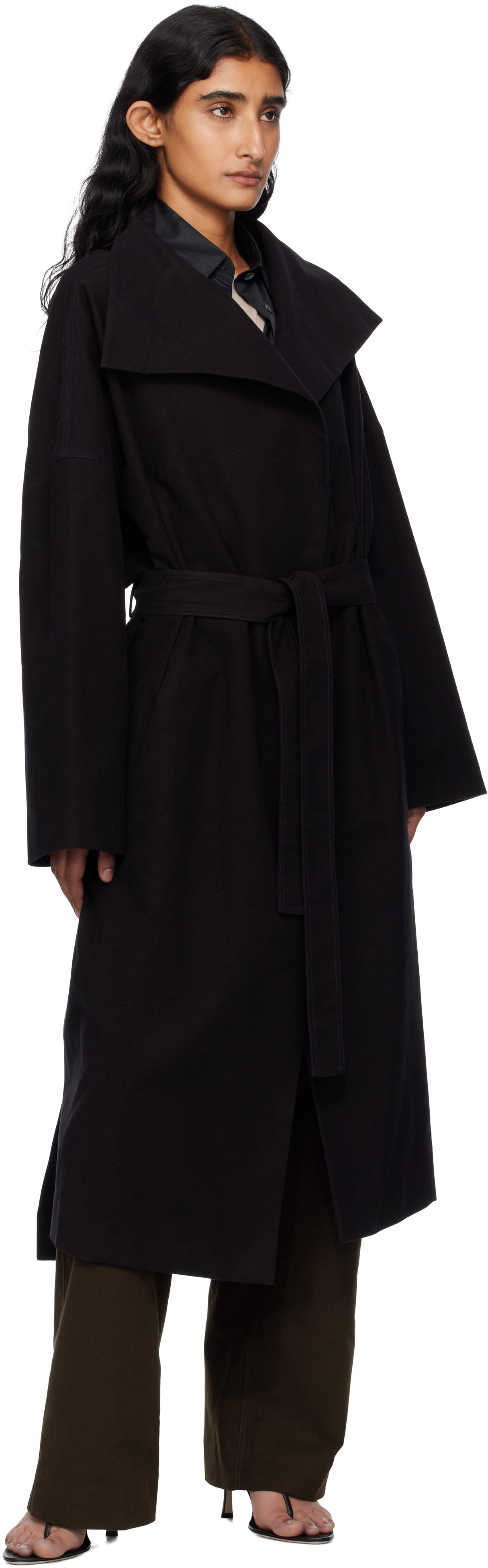 Gia Studios Black Grace Long Coat In Black