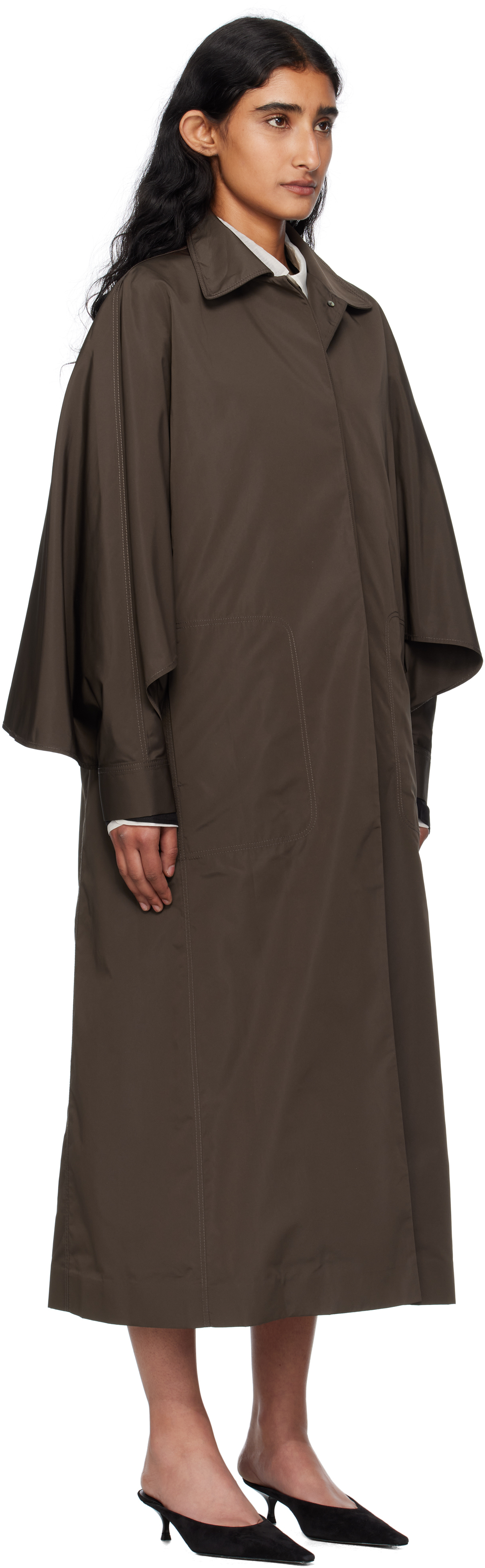 Gia Studios Brown Etoffe Coat In Gray