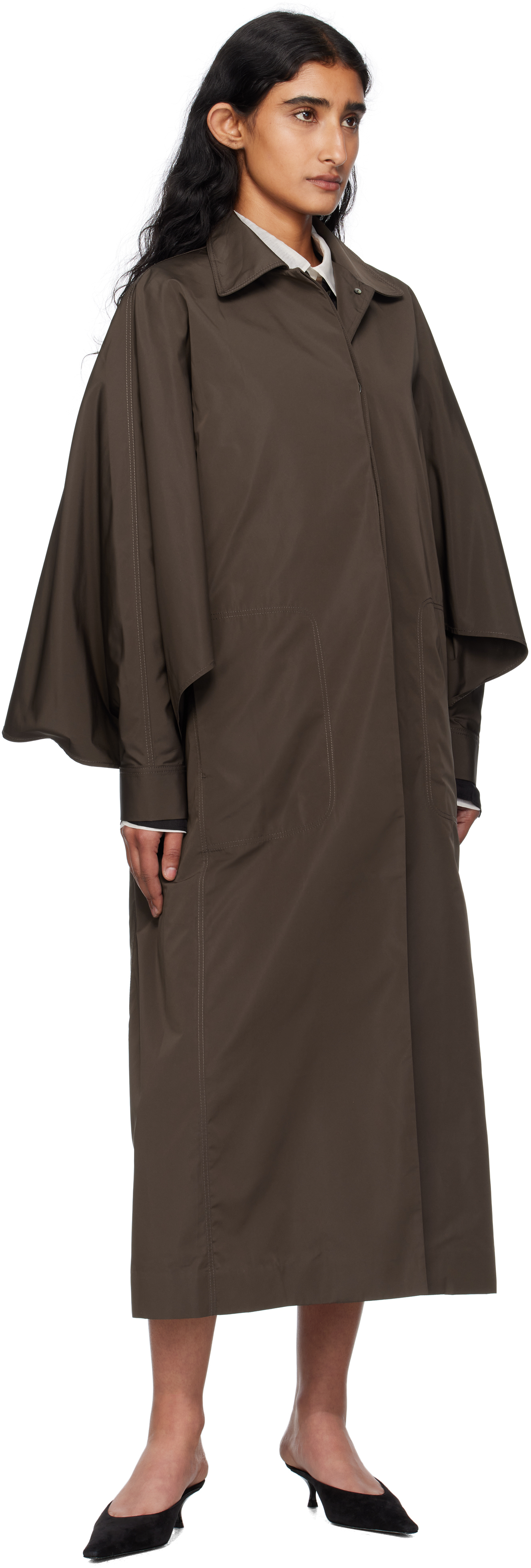 Gia Studios Brown Etoffe Coat In Gray