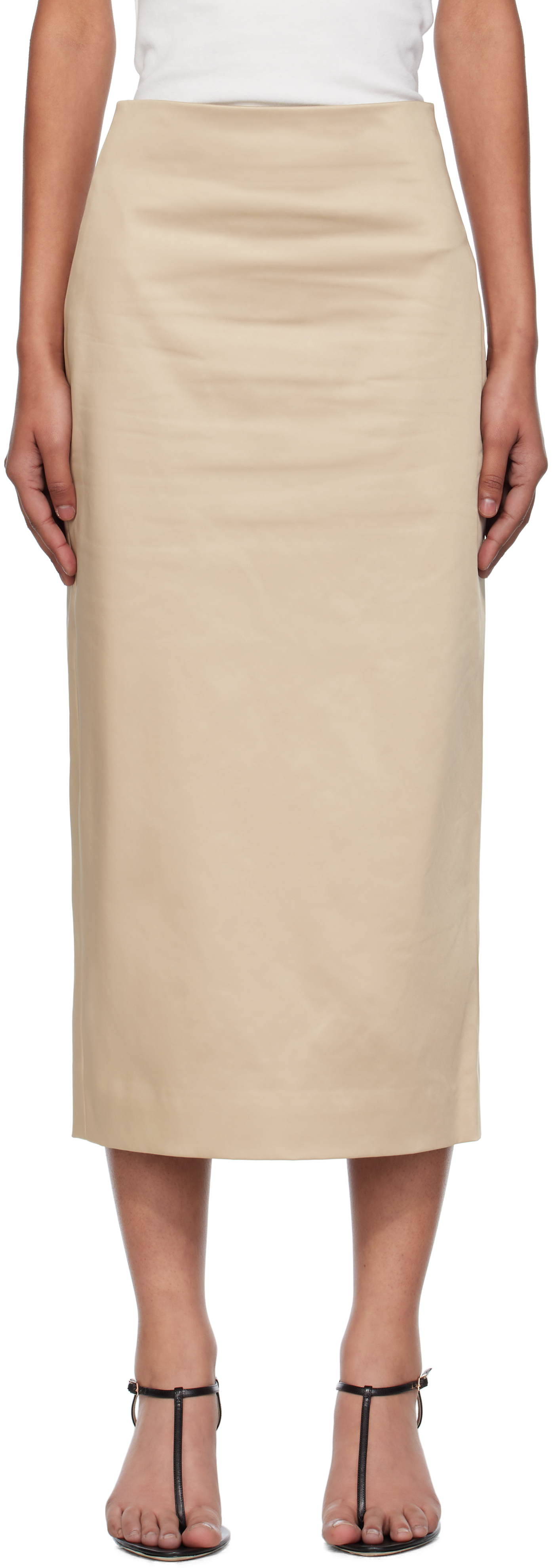 Gia Studios Beige Marisol Midi Skirt In Neutral