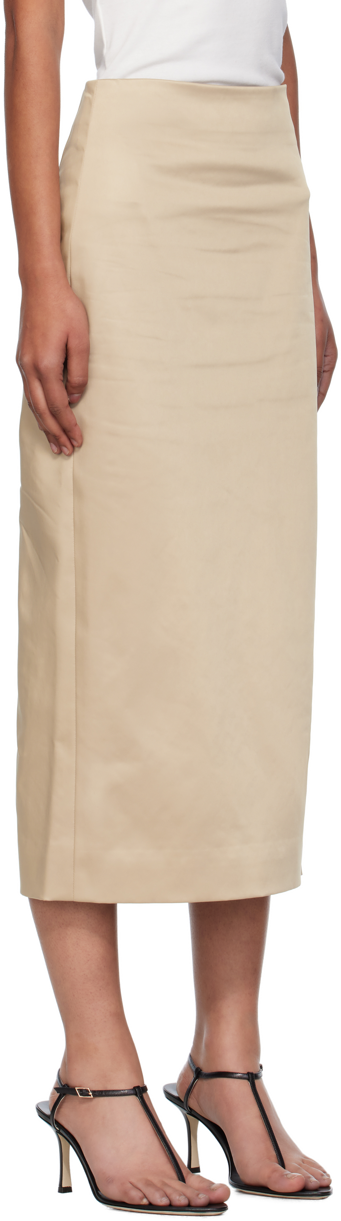 Gia Studios Beige Marisol Midi Skirt In Neutral