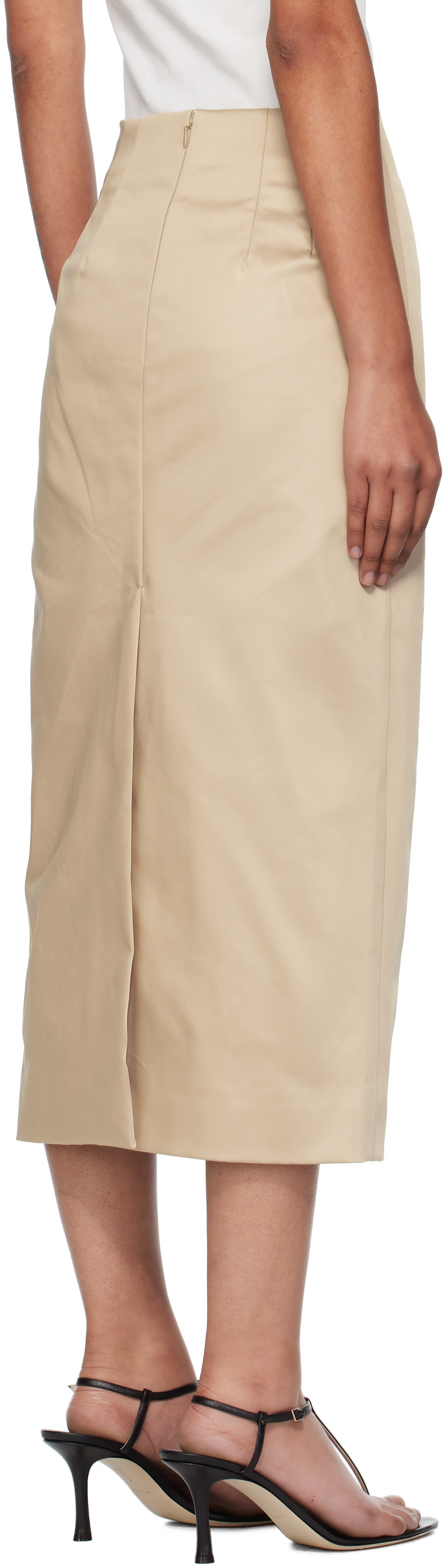 Gia Studios Beige Marisol Midi Skirt In Neutral