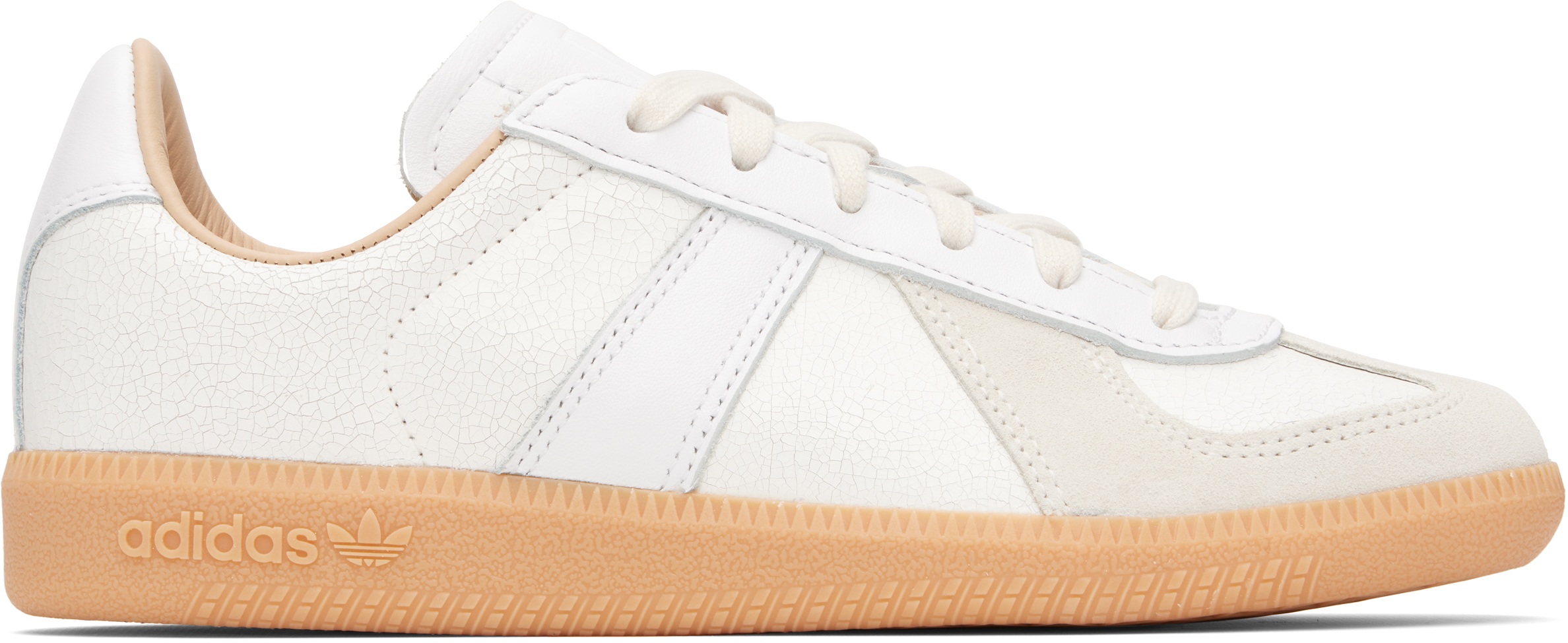 Adidas Originals Bw Army Lux Suede-trimmed Paneled Cracked-leather Sneakers In Ftwr White / Gum 3